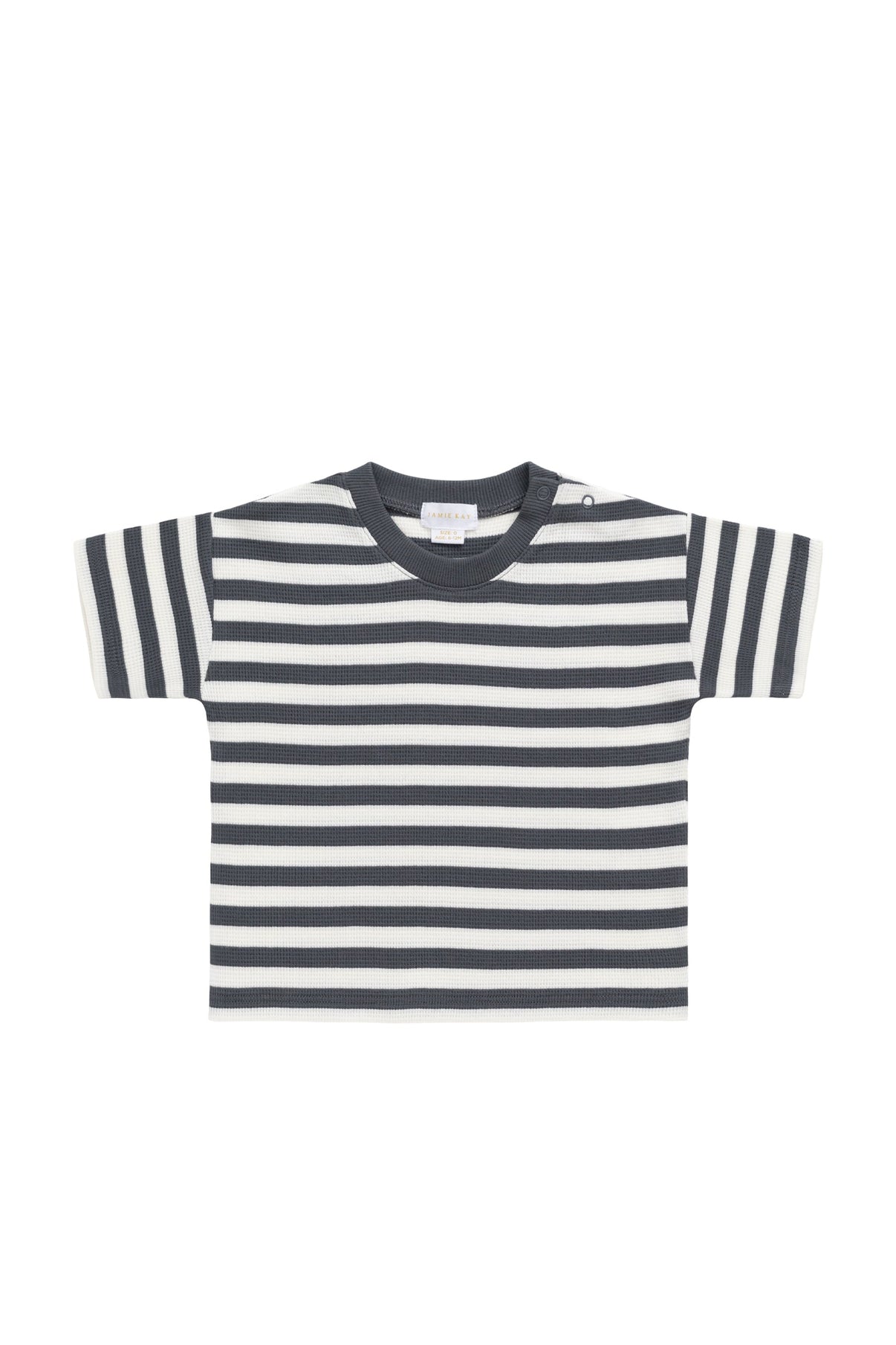 Organic Cotton Waffle Leith Tee || Oliver Stripe Atlantic/Cloud