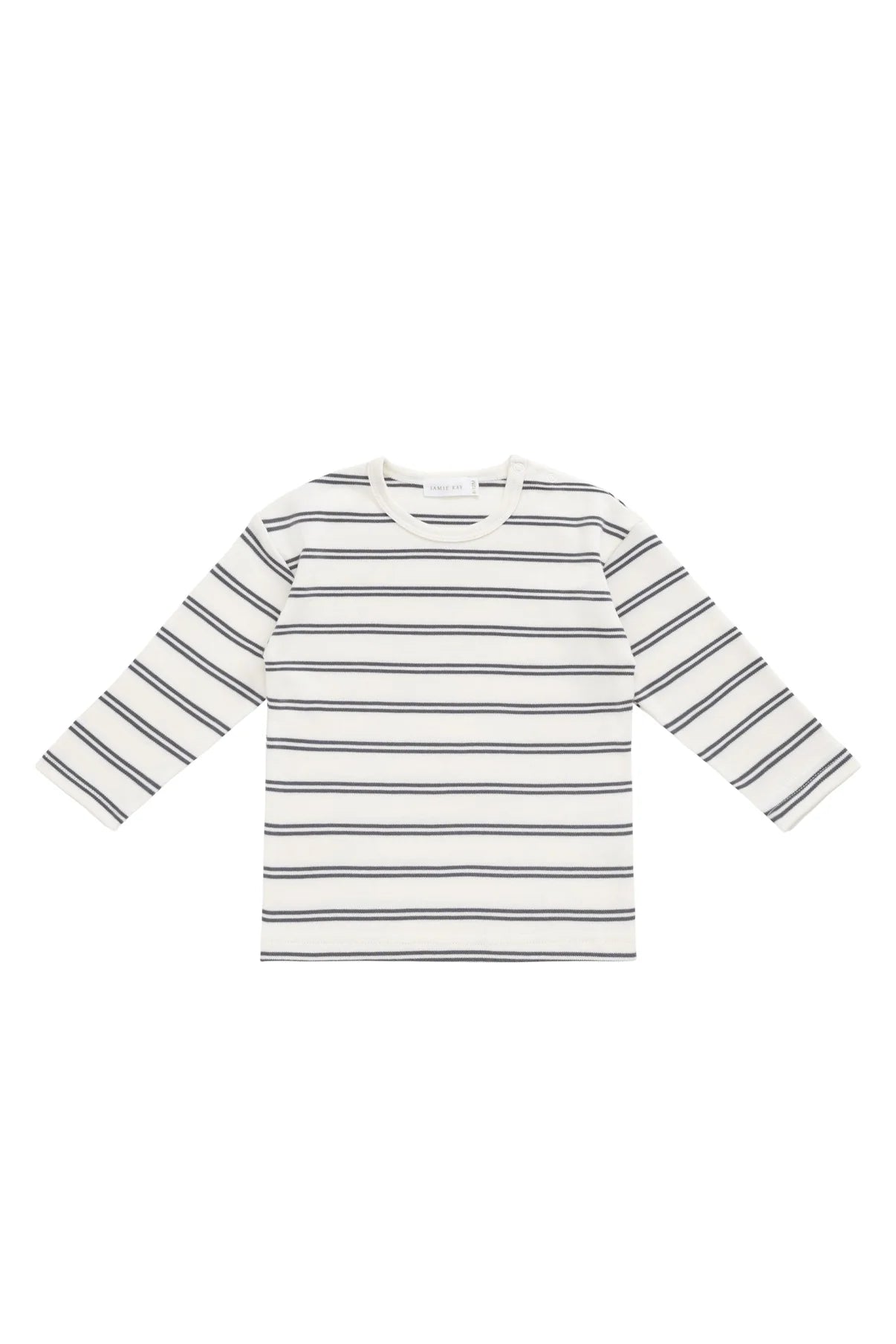 Pima Cotton Arnold Long Sleeve Top || Dual Stripe Atlantic/Cloud - LAST ONE 5Y