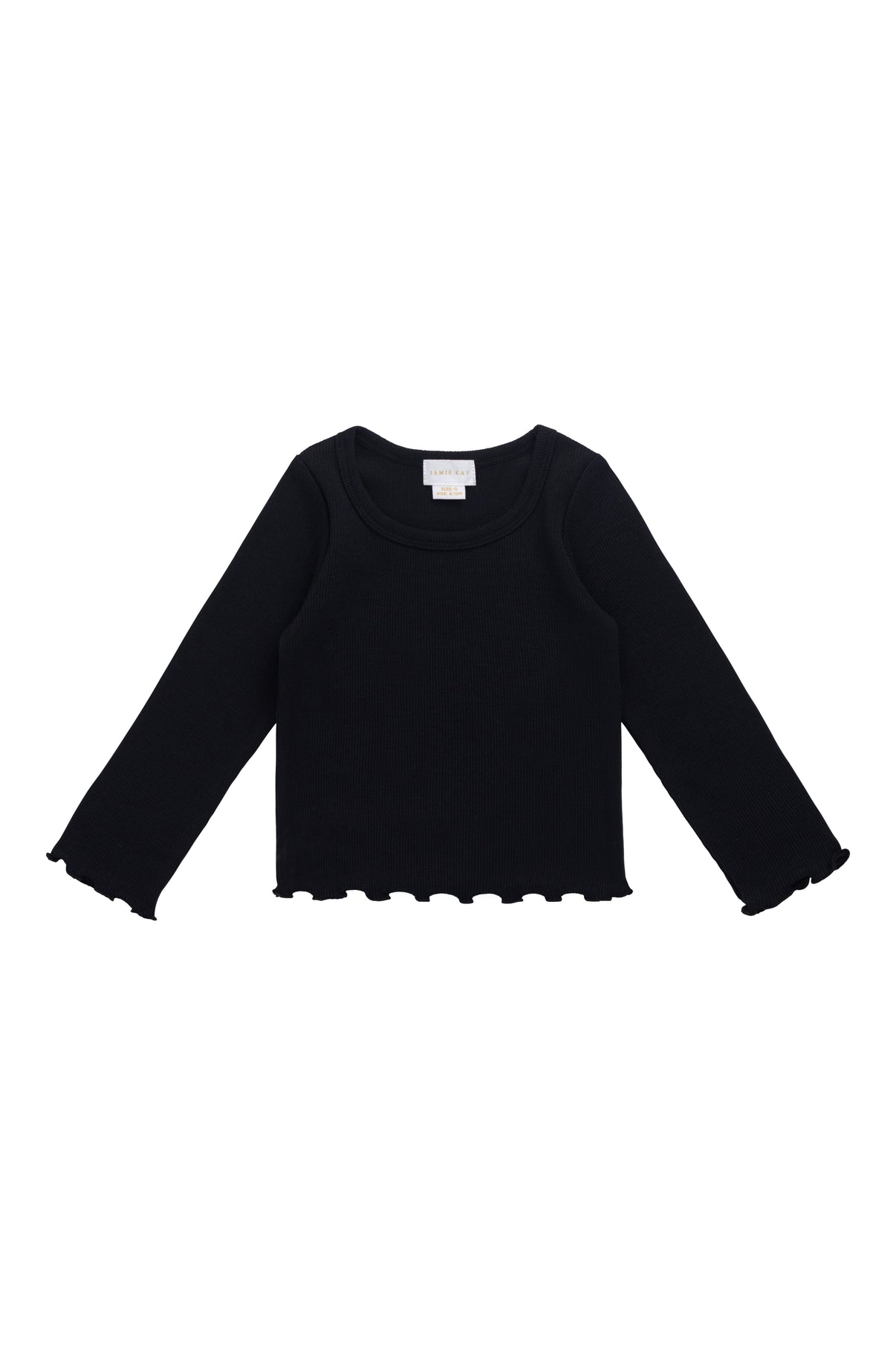 Organic Cotton Fine Rib Agathe Top - Ebony