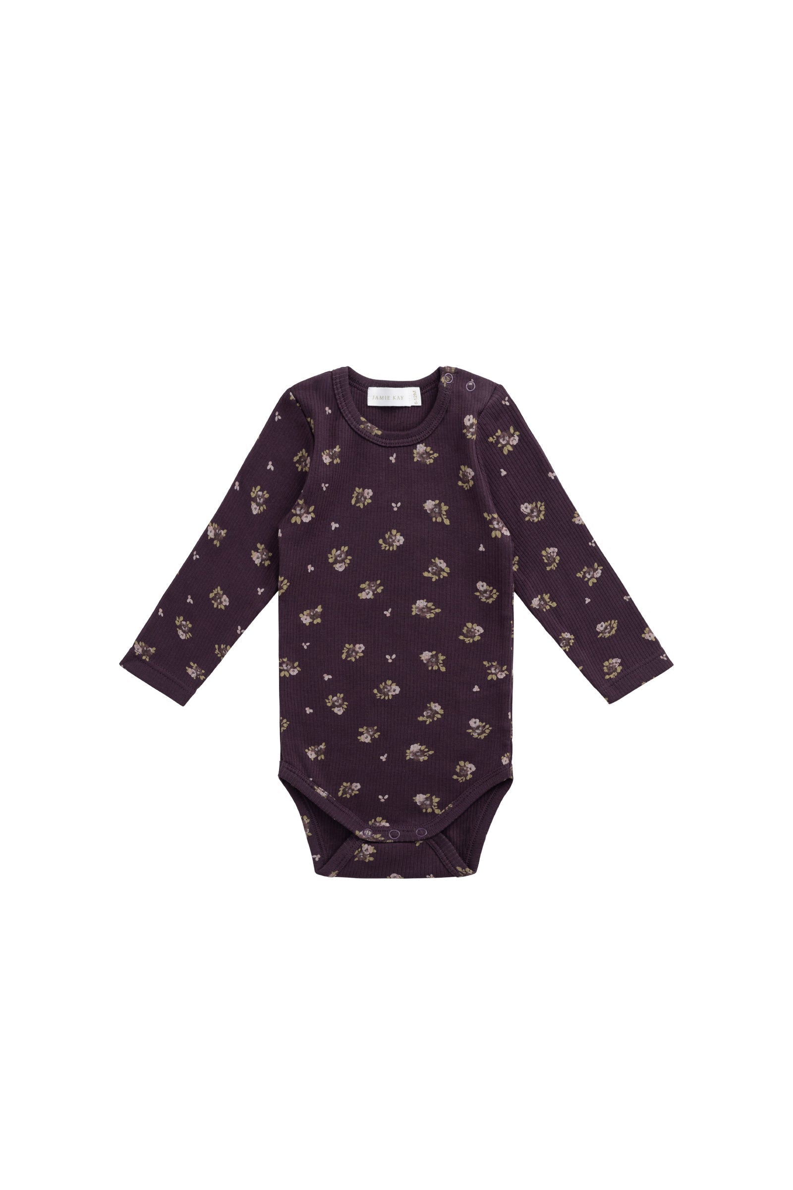 Organic Cotton Fine Rib Long Sleeve Bodysuit || Simone Huckleberry - LAST 6/12M & 1Y