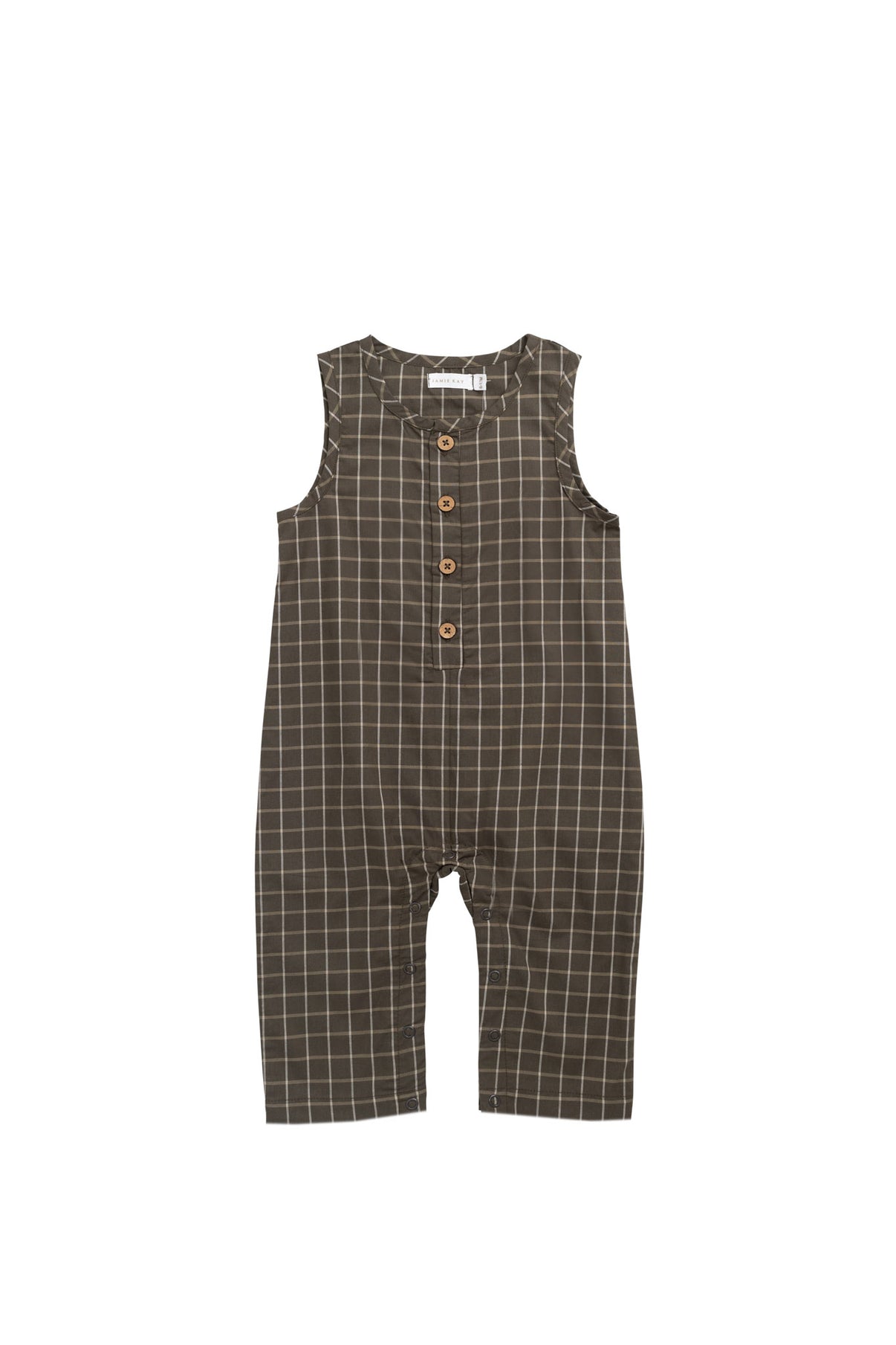 Organic Cotton Milo Jumpsuit || Variegated Grid Tarmac