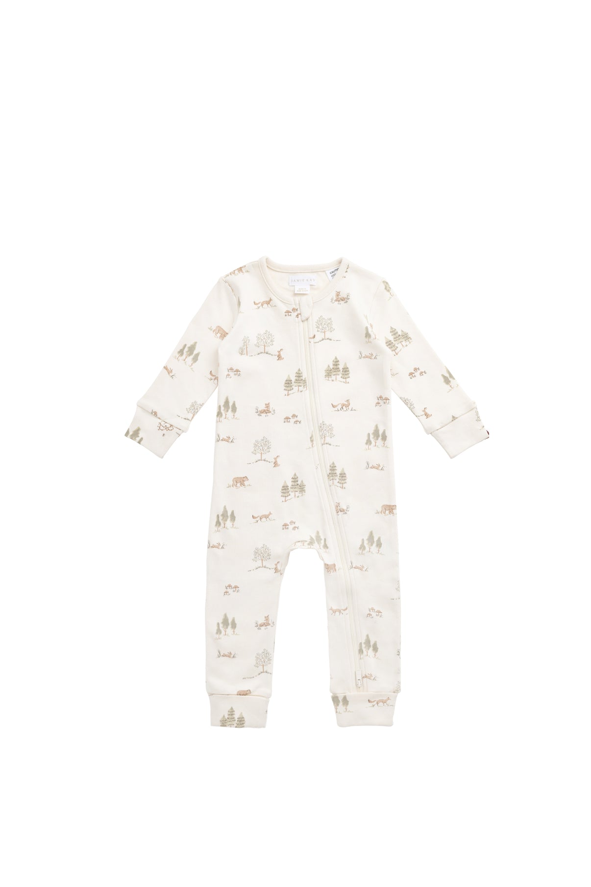 Organic Cotton Reese Zip Onepiece || Pine Forest Friends - LAST 1Y & 2Y