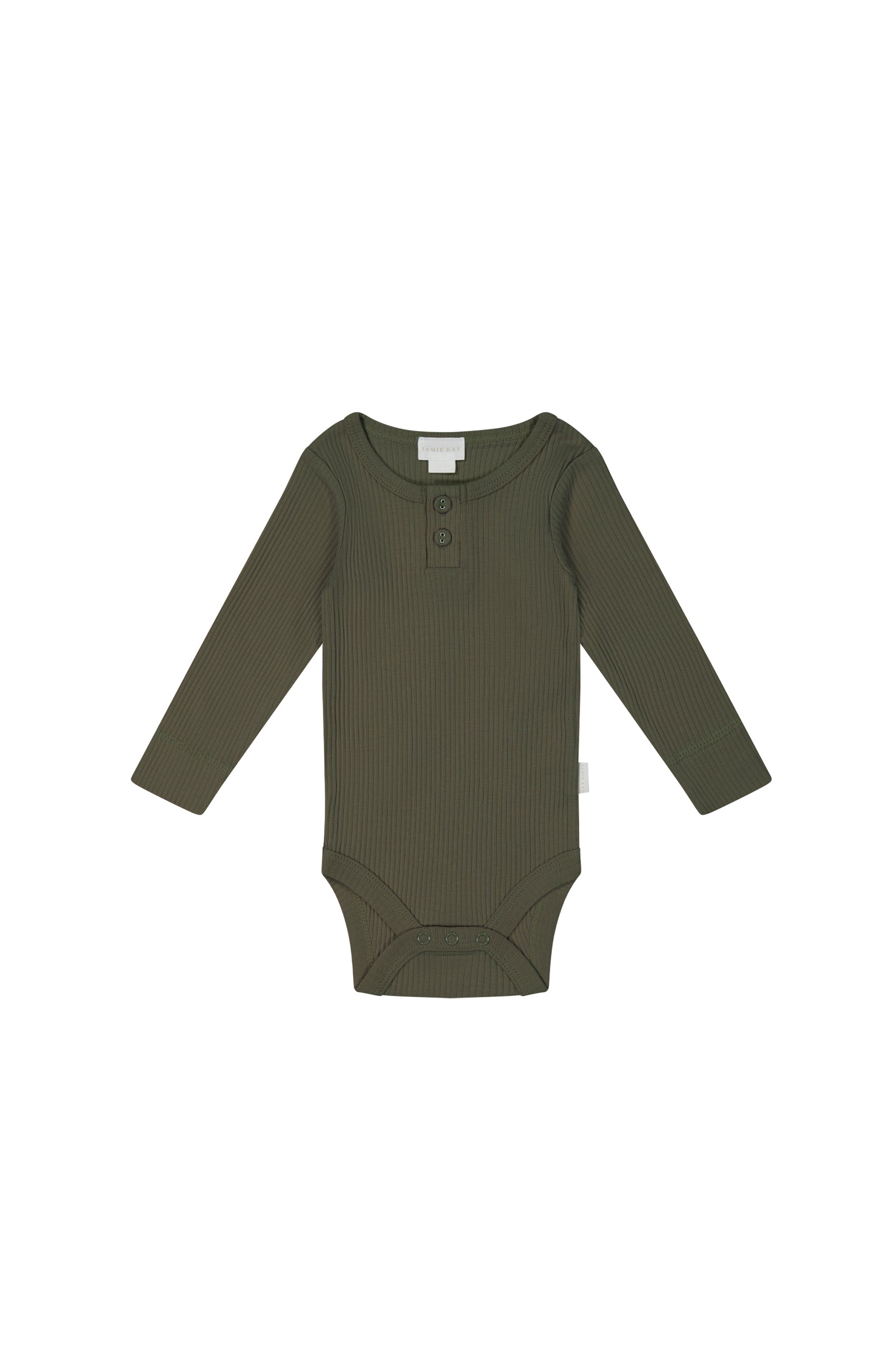 Organic Cotton Modal Long Sleeve Bodysuit - Olive