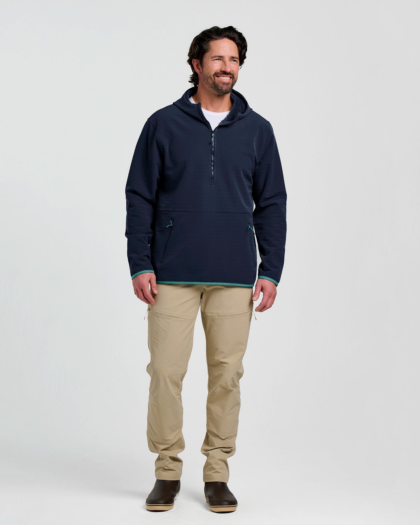Men's Gridback Fleece Anorak Hoodie || Deep Navy