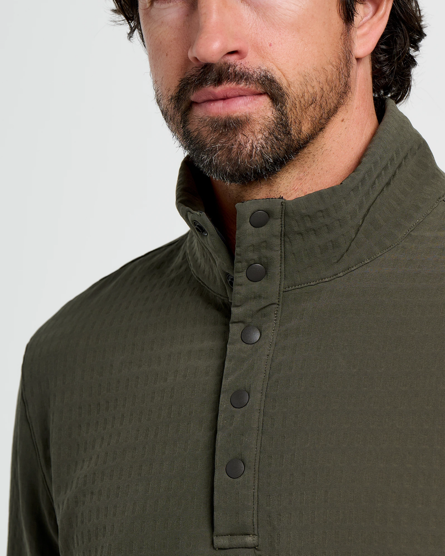 Men's Gridback Fleece Snap Pullover || Dark Olive