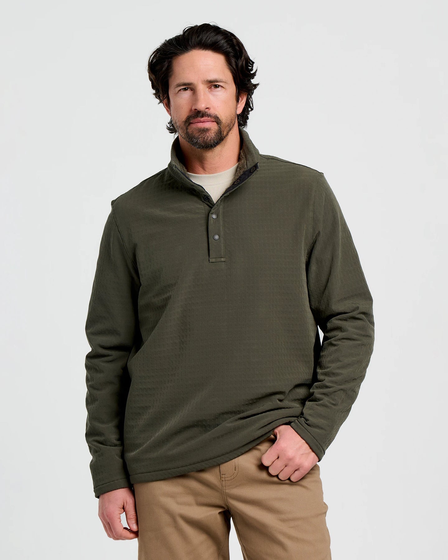 Men's Gridback Fleece Snap Pullover || Dark Olive