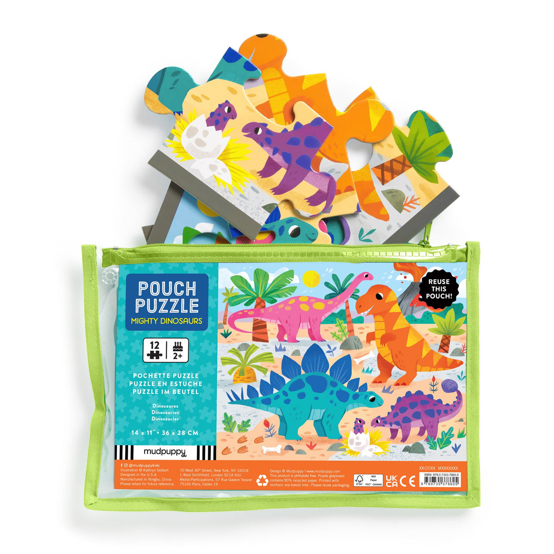 Puzzle 12 Pouch Mighty Dinosaurs