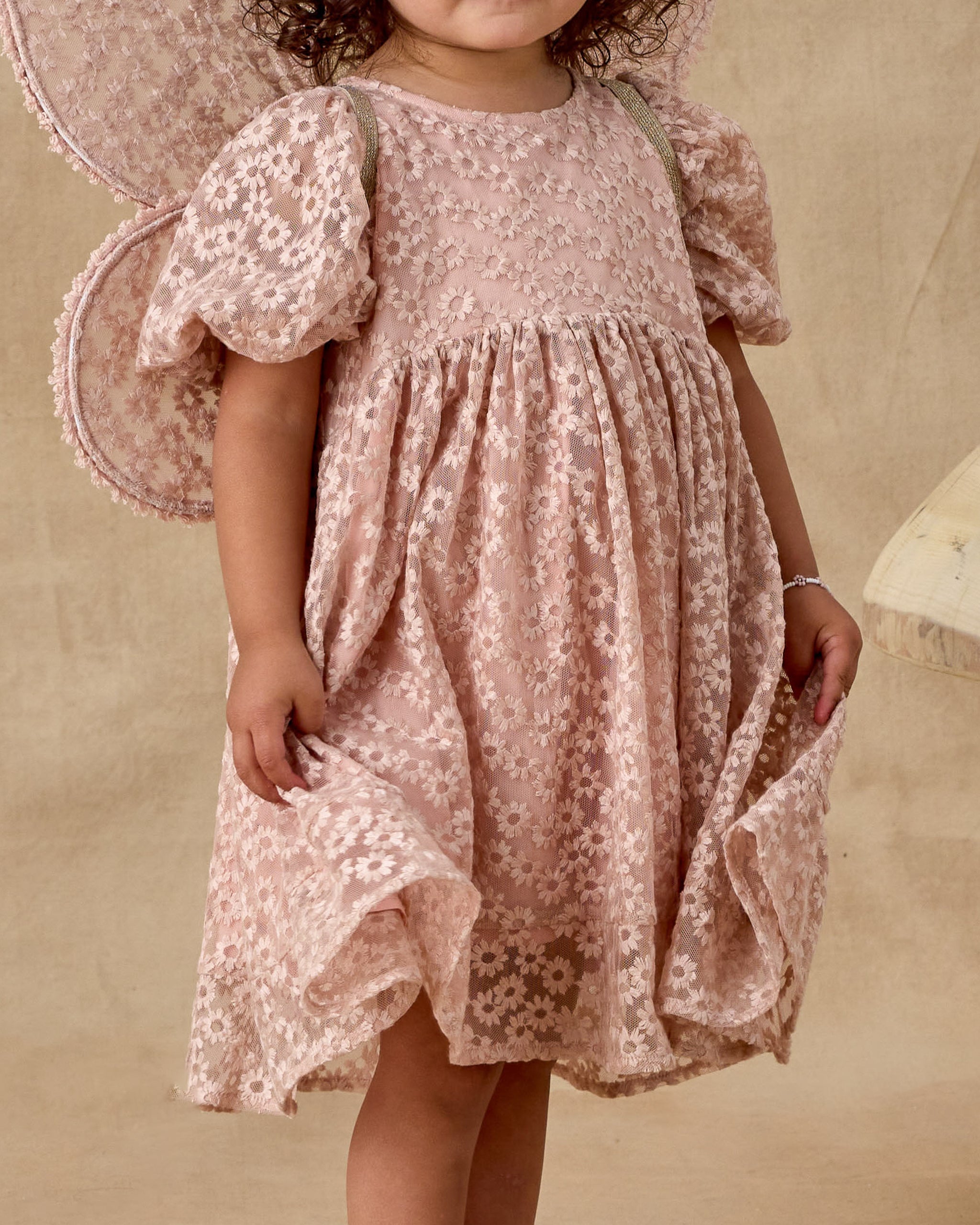 Luna Dress || Rose Embroidered Daisy