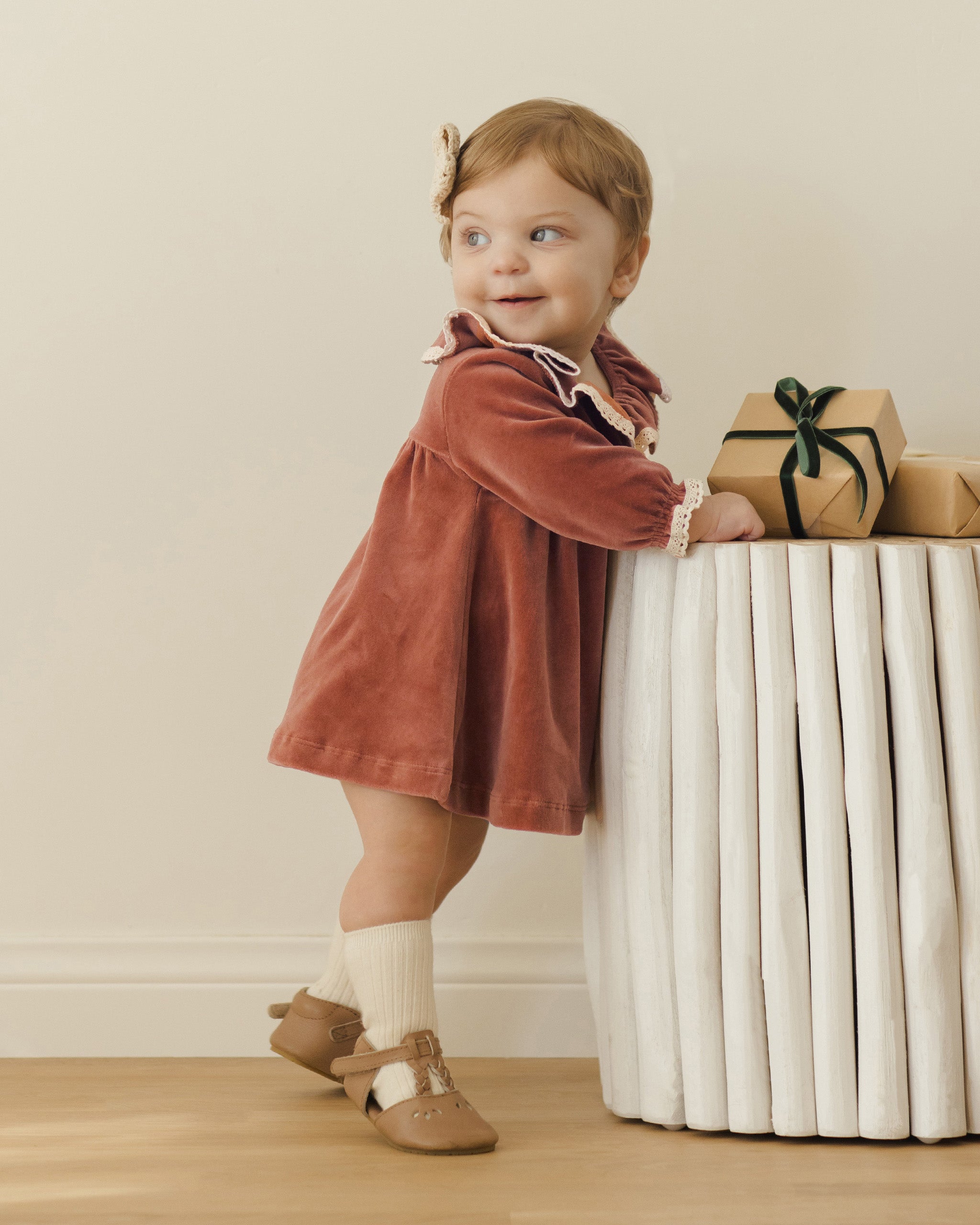 Velour Baby Dress || Cranberry