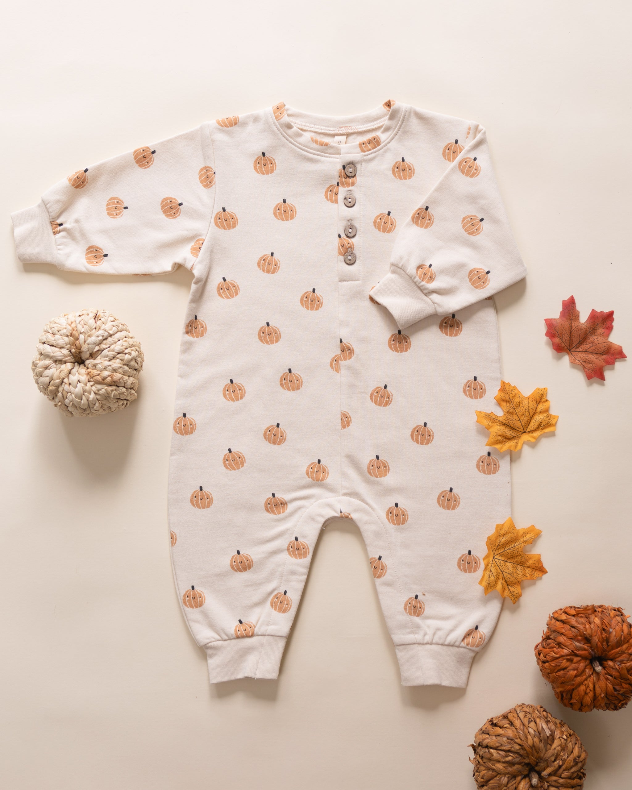 Relaxed Fleece Jumpsuit || Smiley Pumpkins
