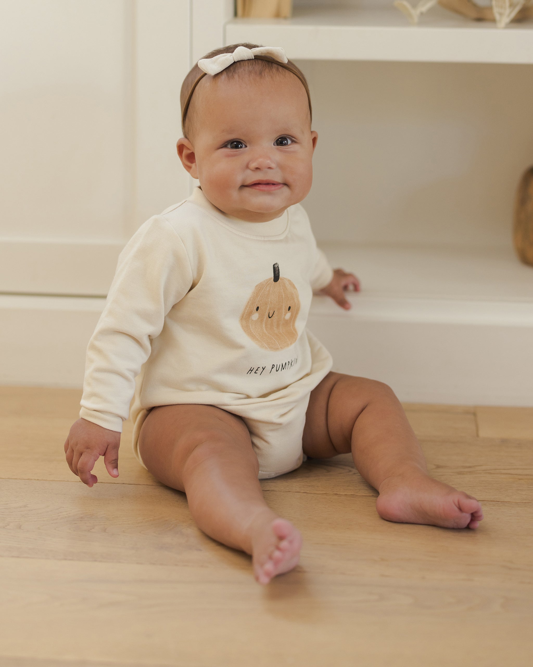 Crewneck Bubble Romper || Pumpkin - LAST 0/3M & 12/18M