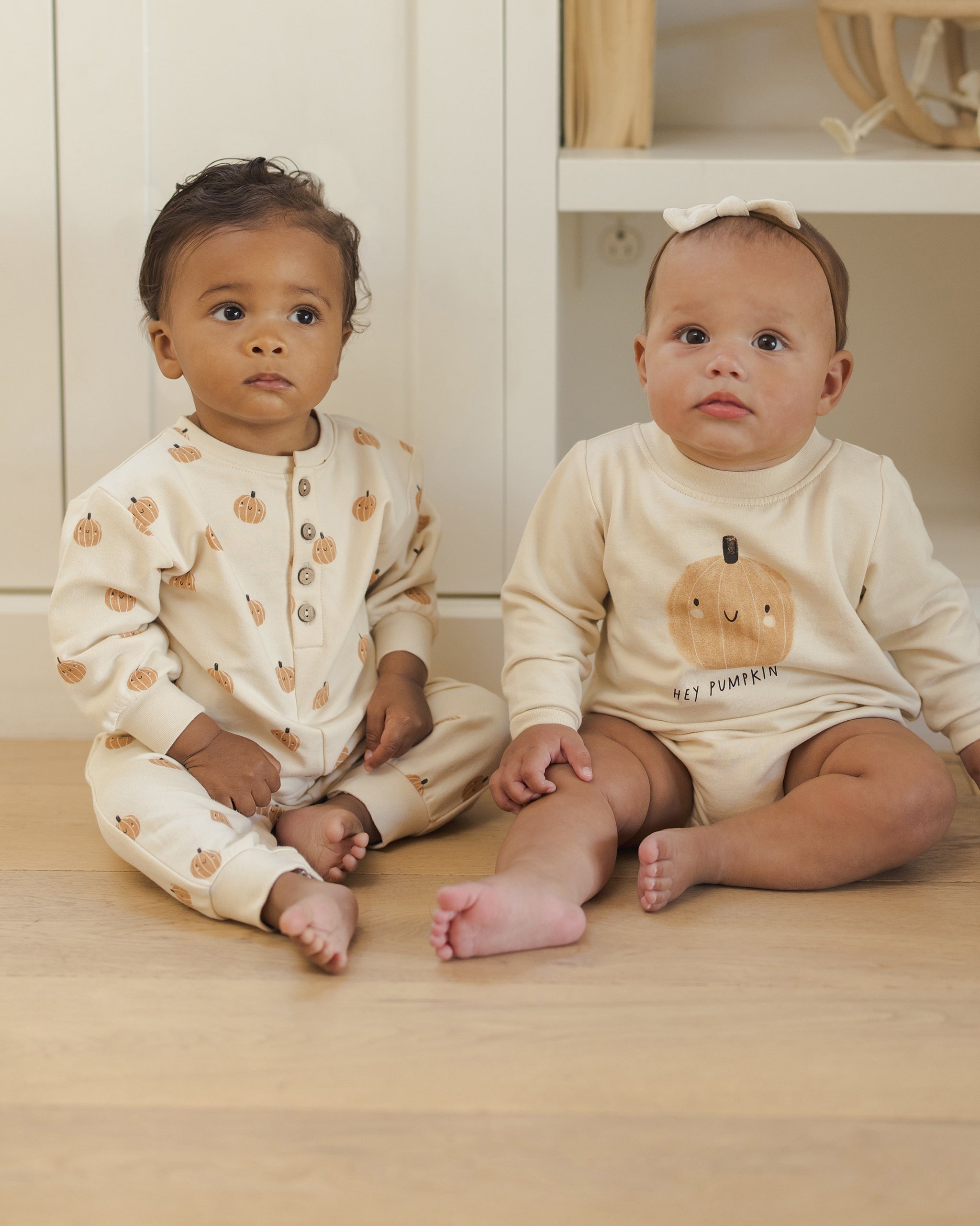Crewneck Bubble Romper || Pumpkin - LAST 0/3M & 12/18M