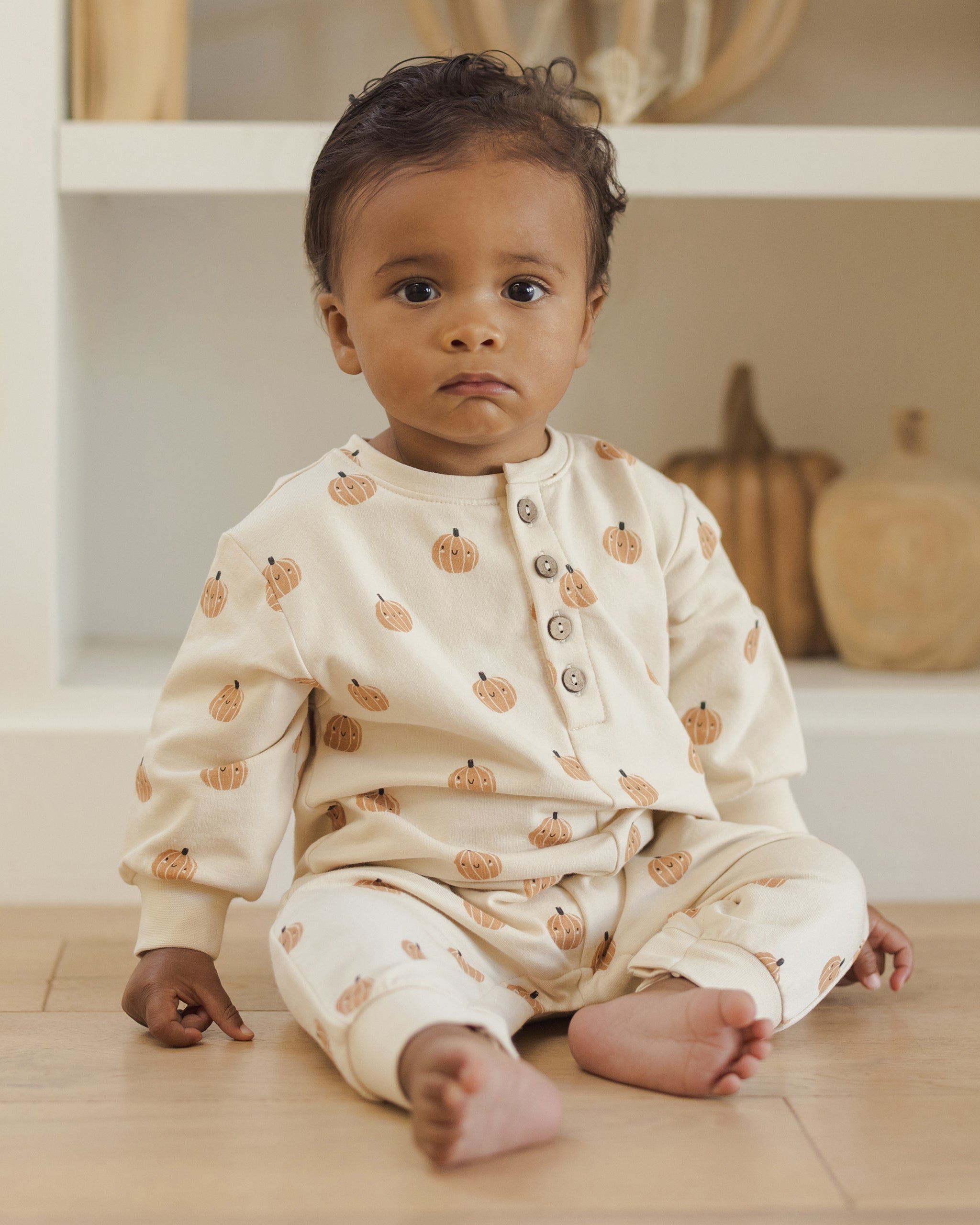 Relaxed Fleece Jumpsuit || Smiley Pumpkins