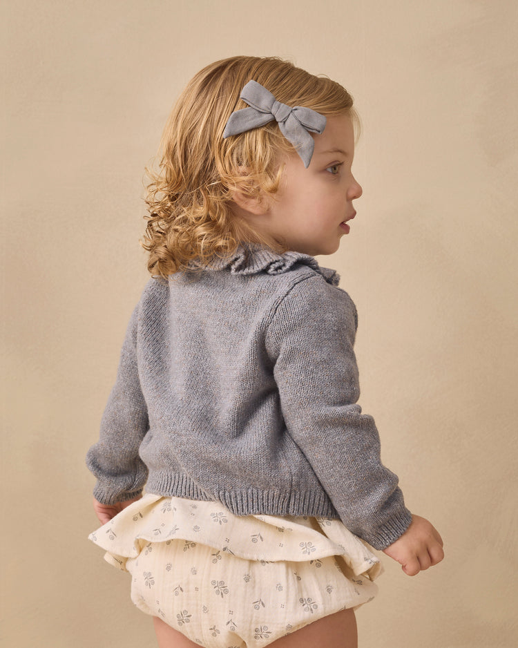 Ruffle Collar Cardigan || Heathered Slate