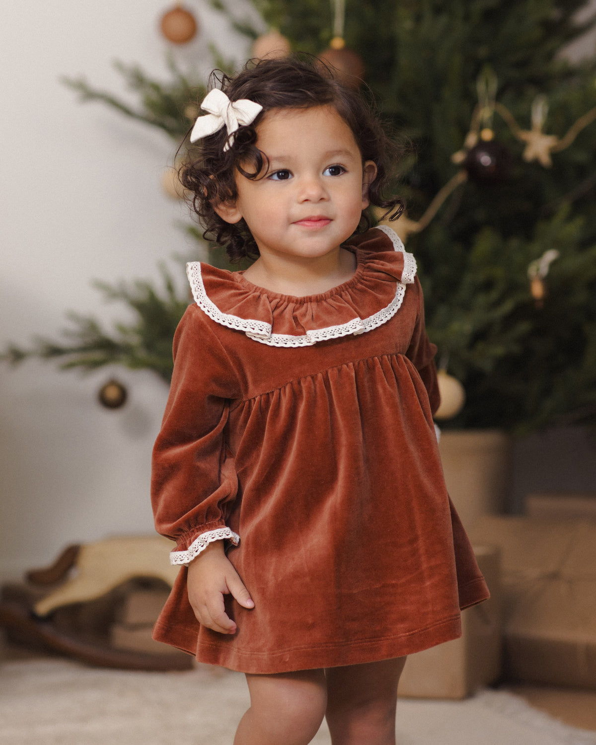 Velour Baby Dress || Redwood