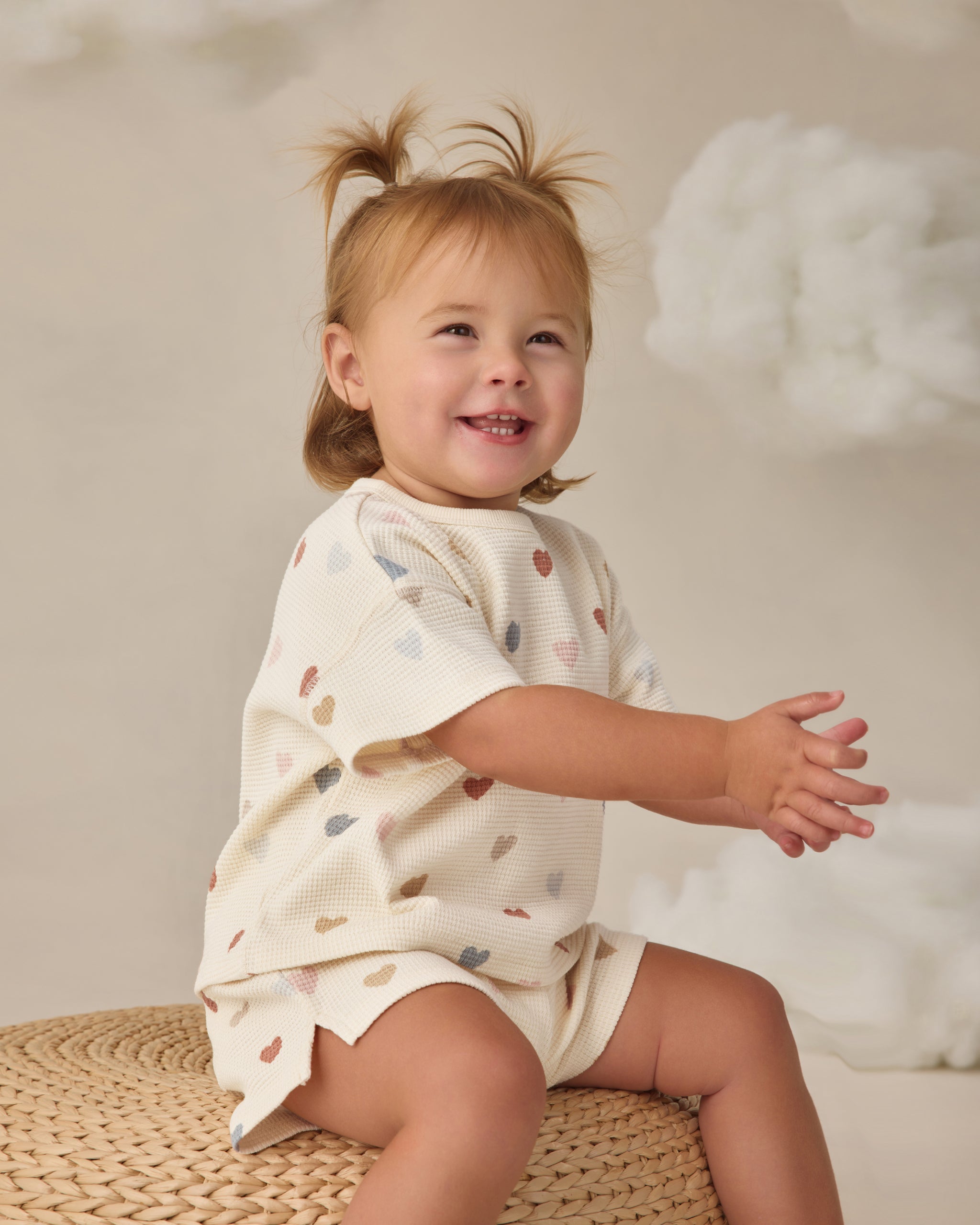 Waffle Tee + Short Set Confetti Hearts