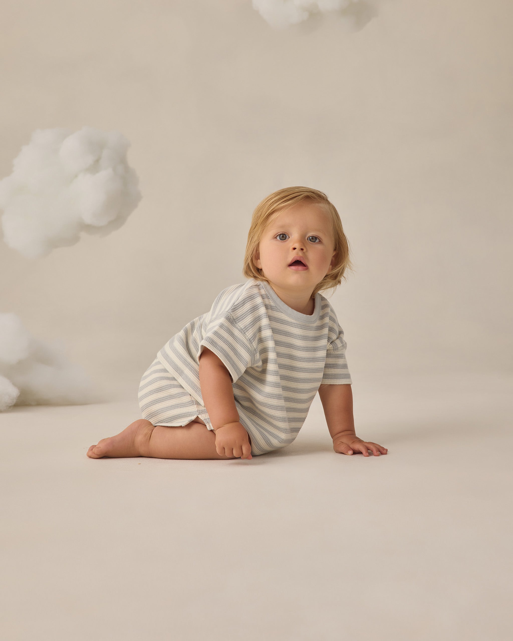 Waffle Tee + Short Set || Sky Stripe