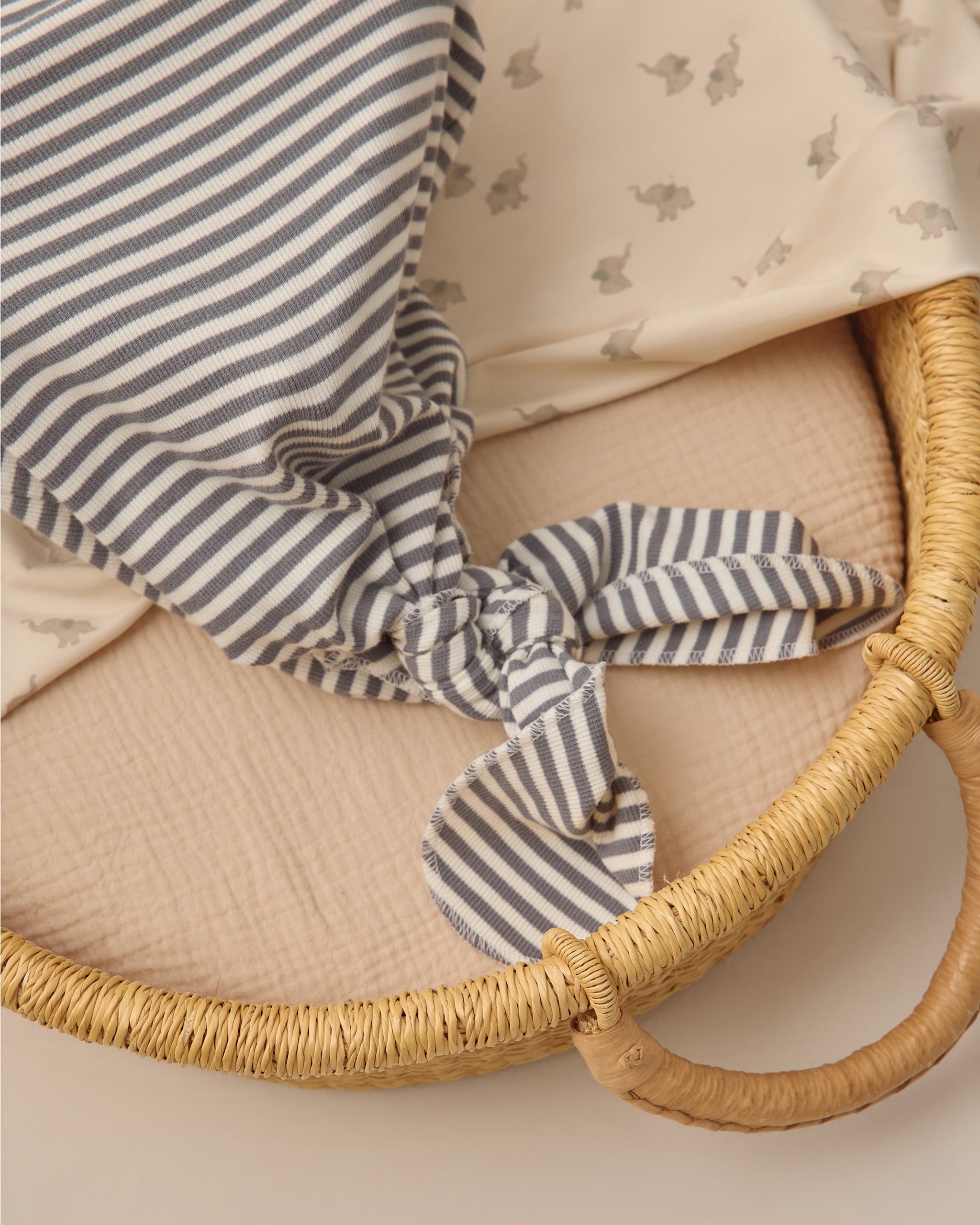 Knotted Baby Gown + Hat Set || Ocean Stripe