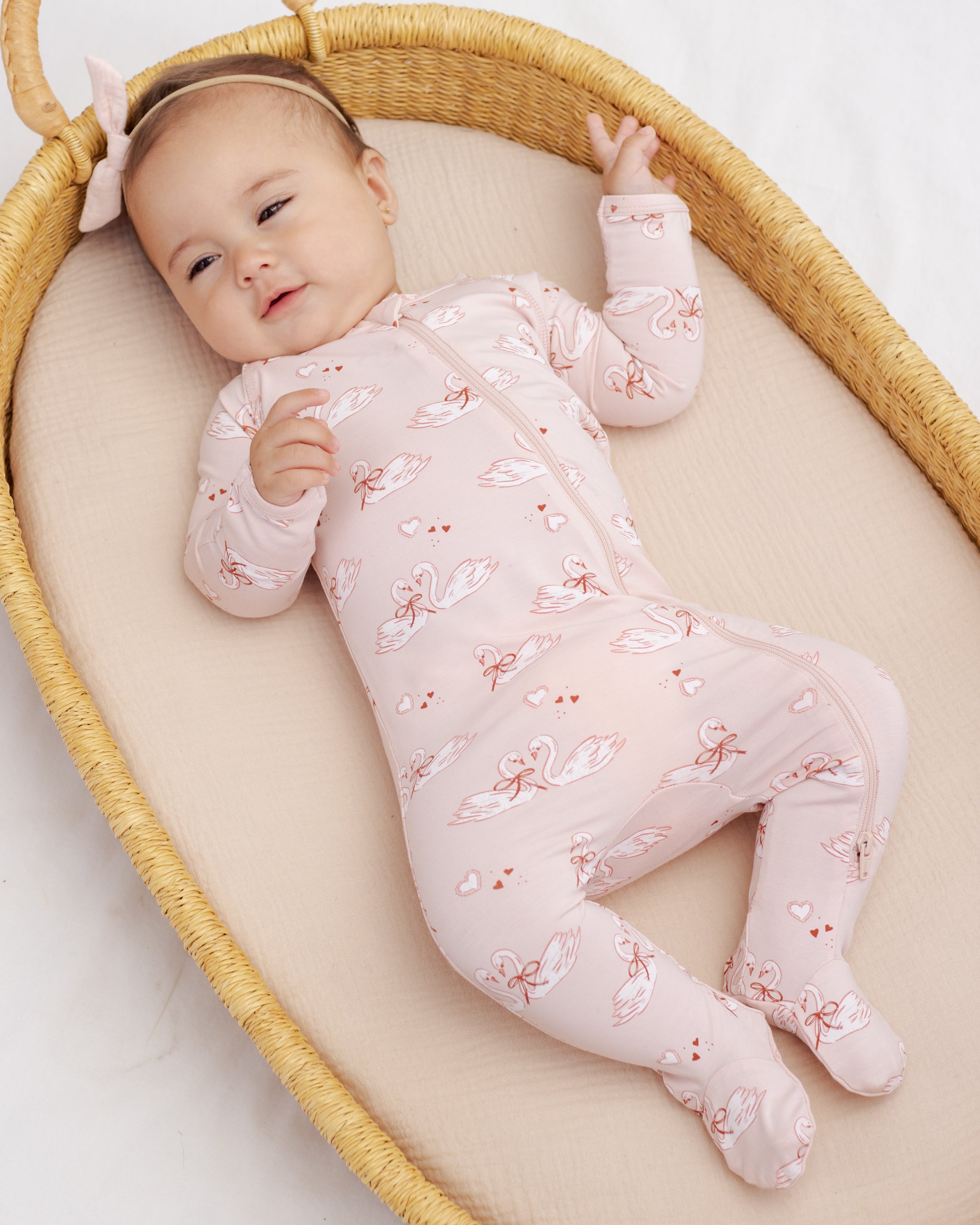 Bamboo Zip Footie || Swans - LAST ONE 12/18M