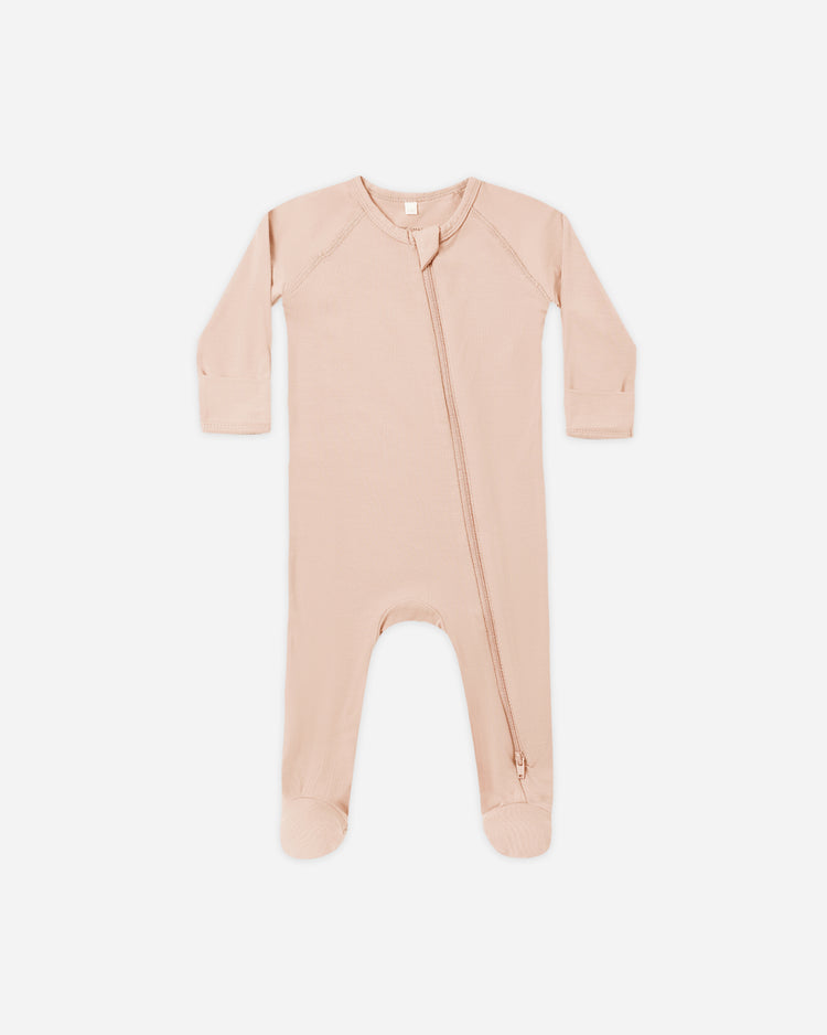 Bamboo Zip Footie ||  Dusty Rose