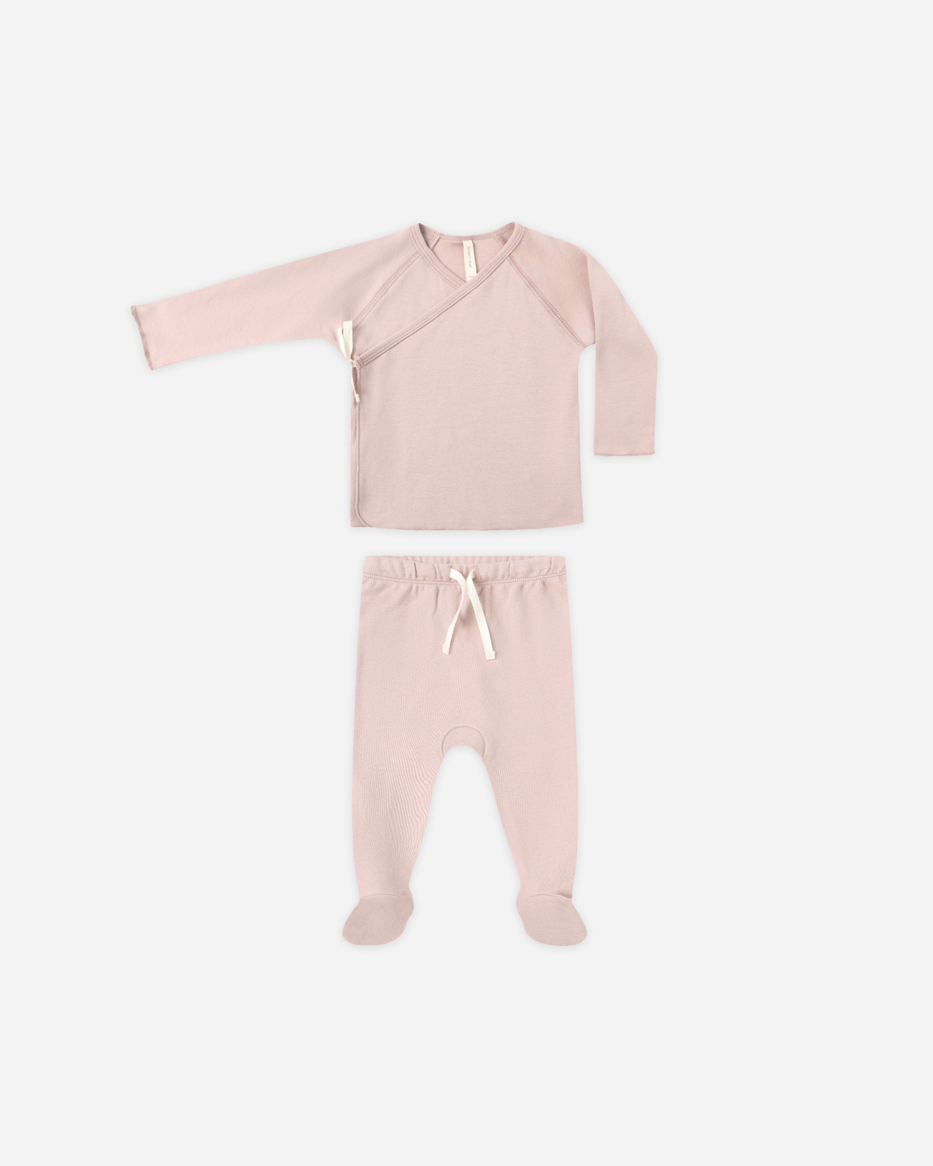 Wrap Top + Footed Pant Set || Rose