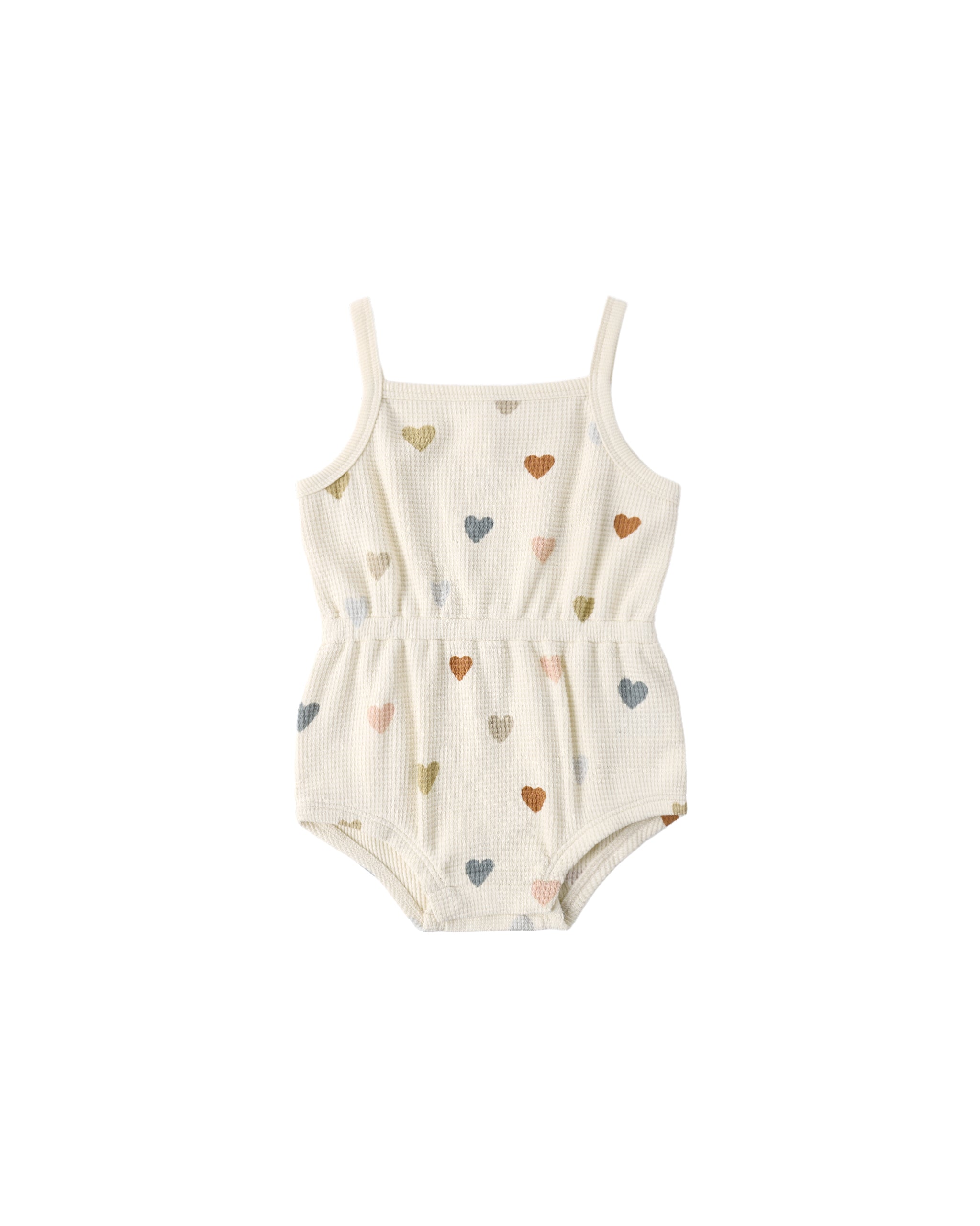 Waffle Cinch Romper || Confetti Hearts