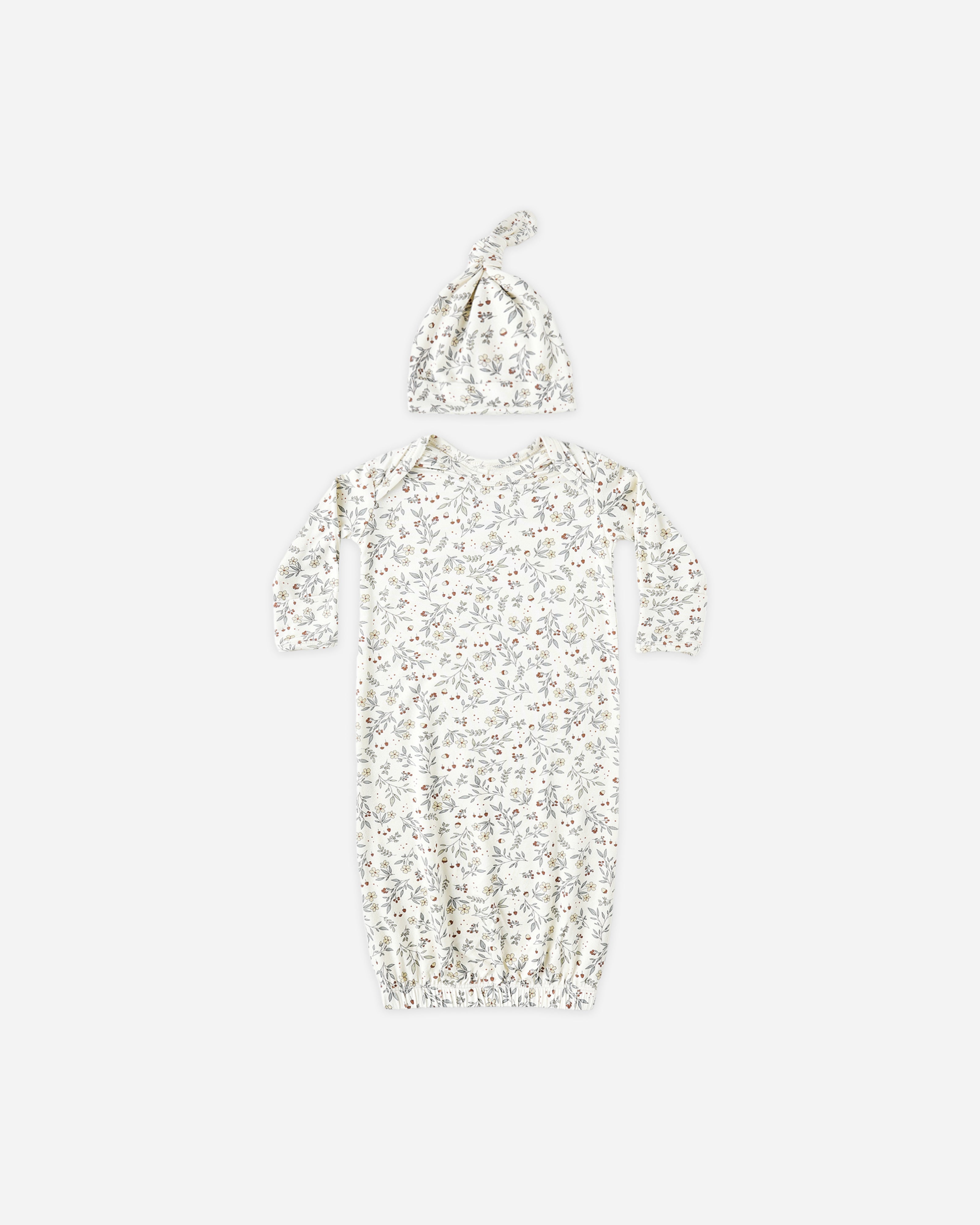 Bamboo Baby Gown + Hat Set || Woodland