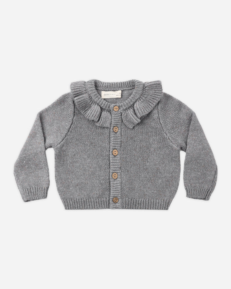 Ruffle Collar Cardigan || Heathered Slate