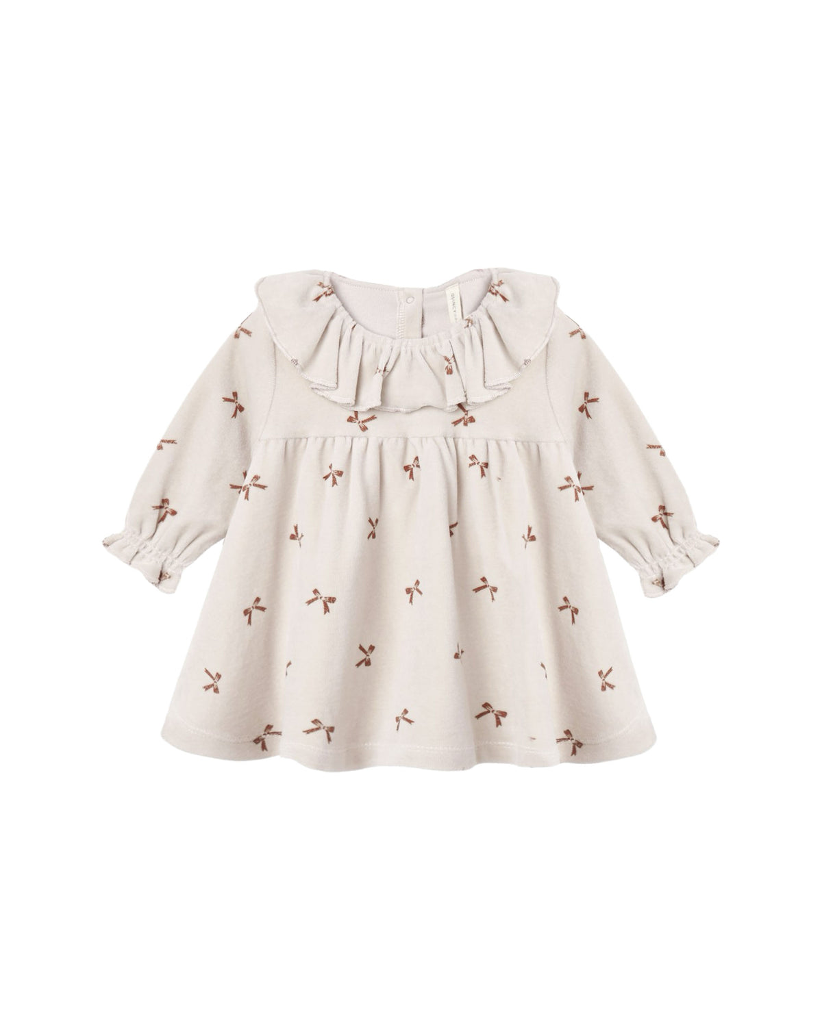 Velour Baby Dress || Red Bows