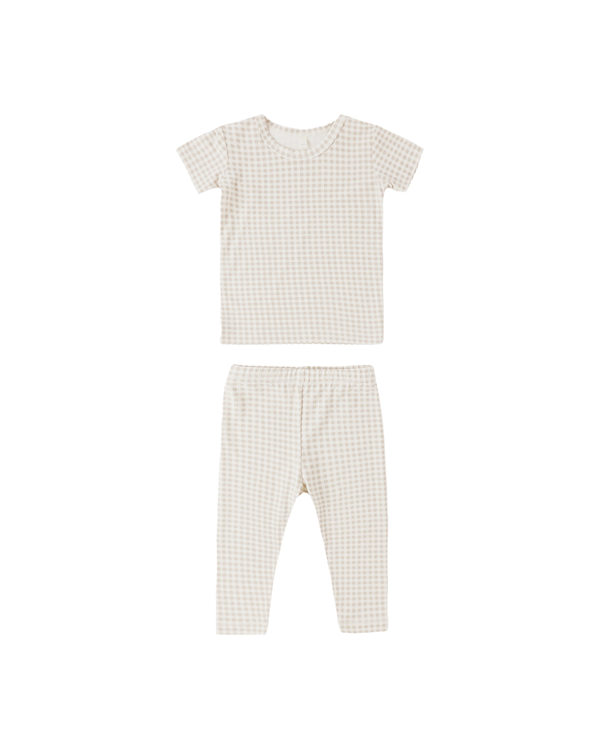 Bamboo Short Sleeve Pajama Set || Oat Gingham