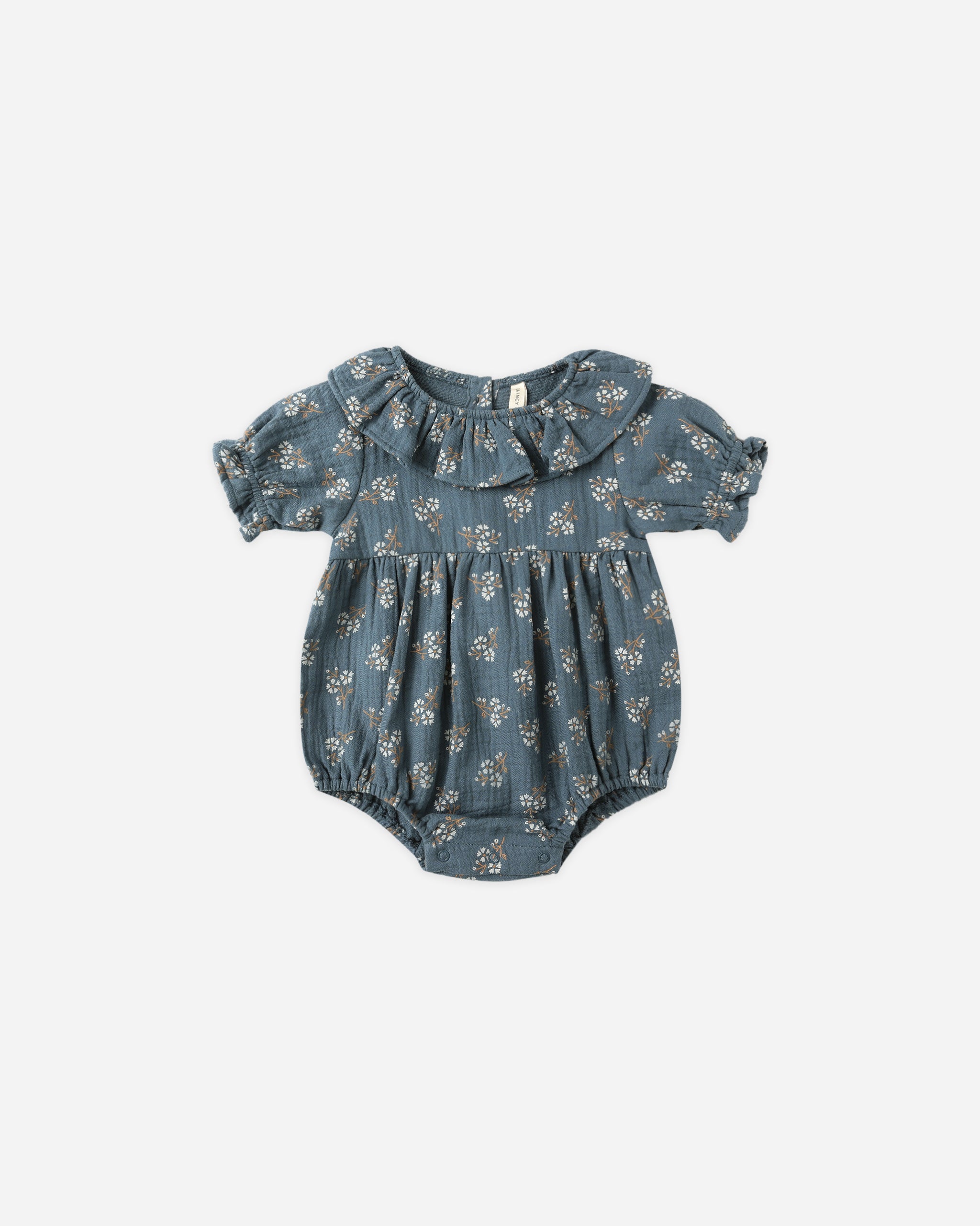 Collared Romper || Blue Floral - LAST 0/3M & 2/3Y