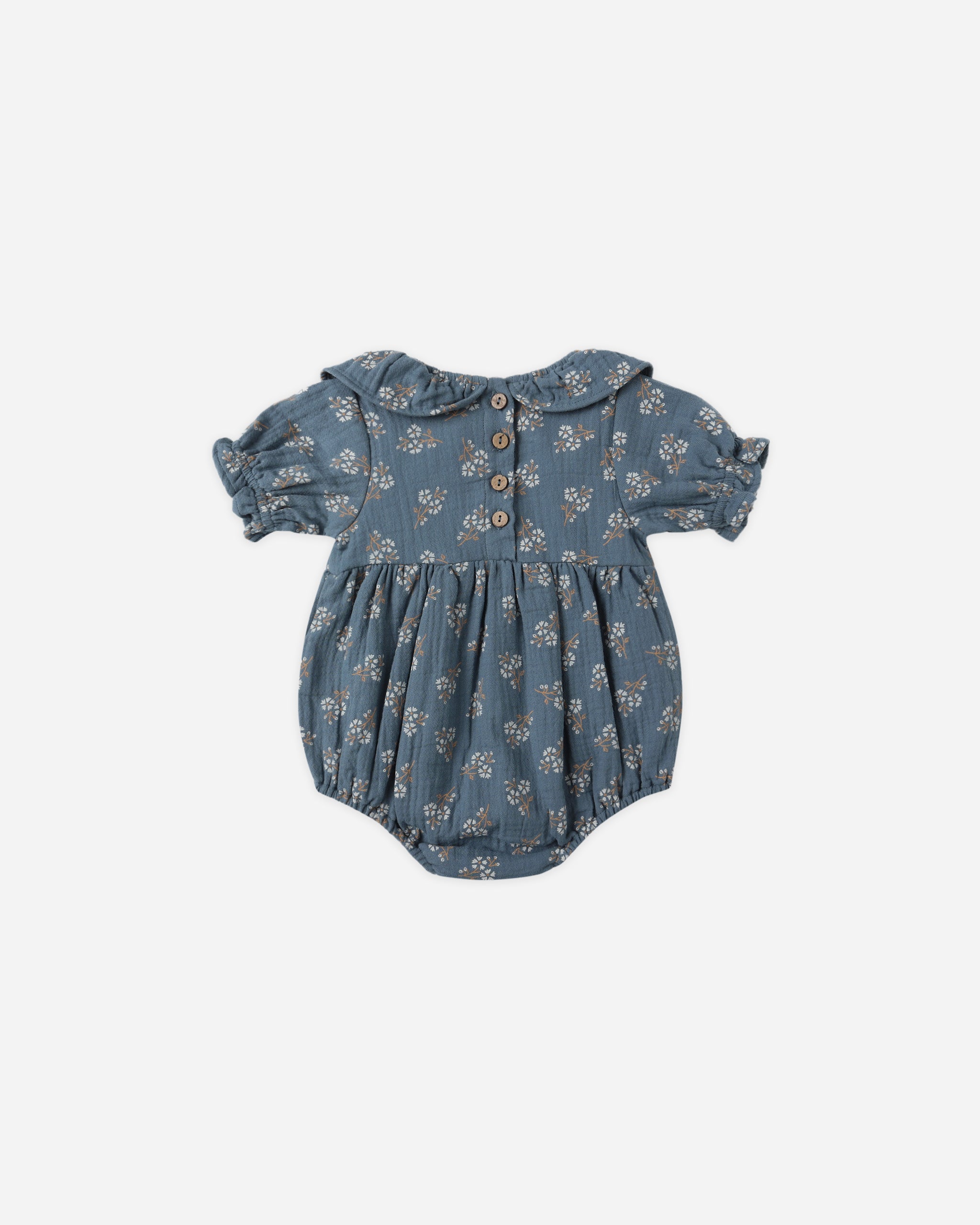 Collared Romper || Blue Floral - LAST 0/3M & 2/3Y
