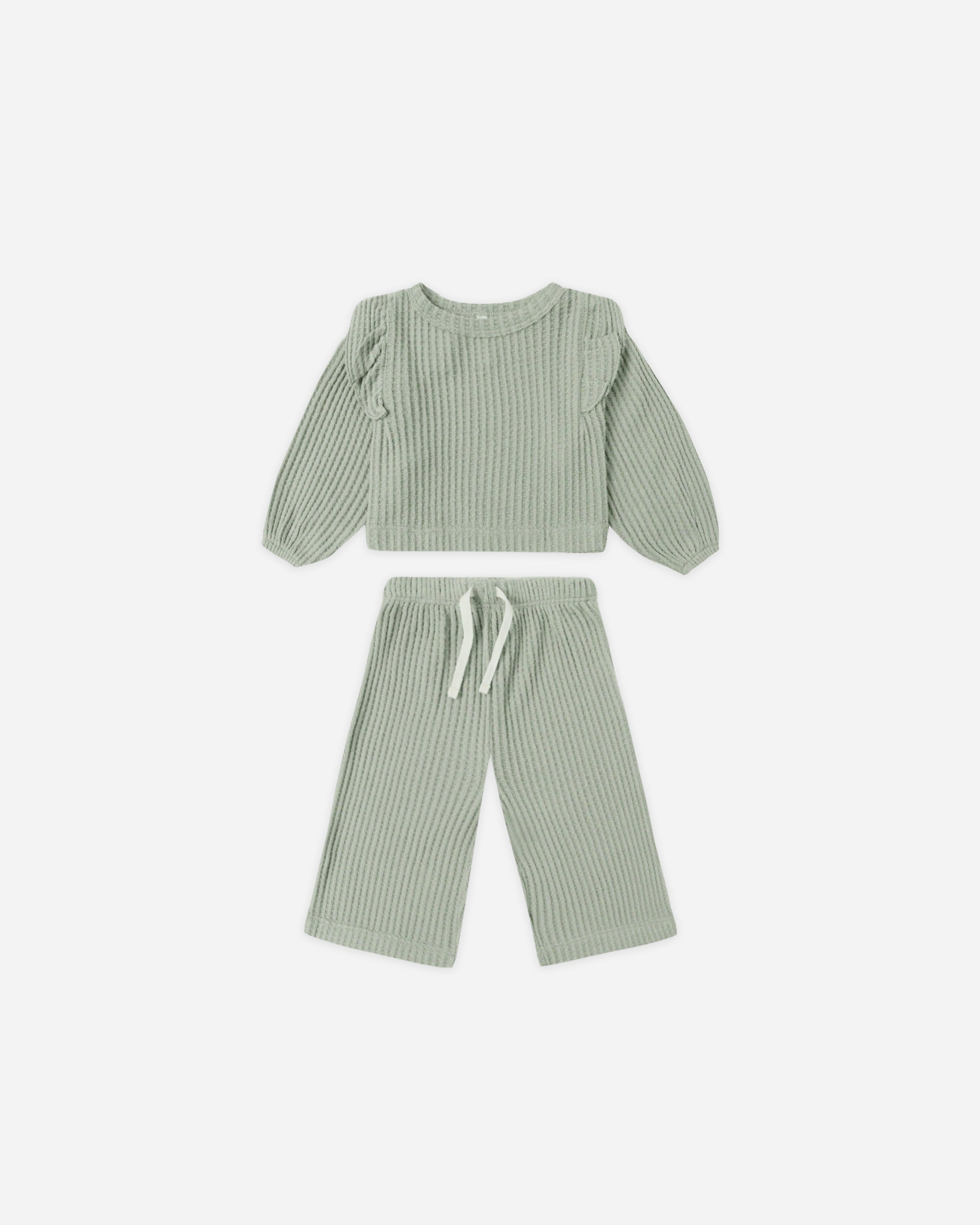 Ruffle Cozy Set || Fern - LAST 6/12M & 4/5Y
