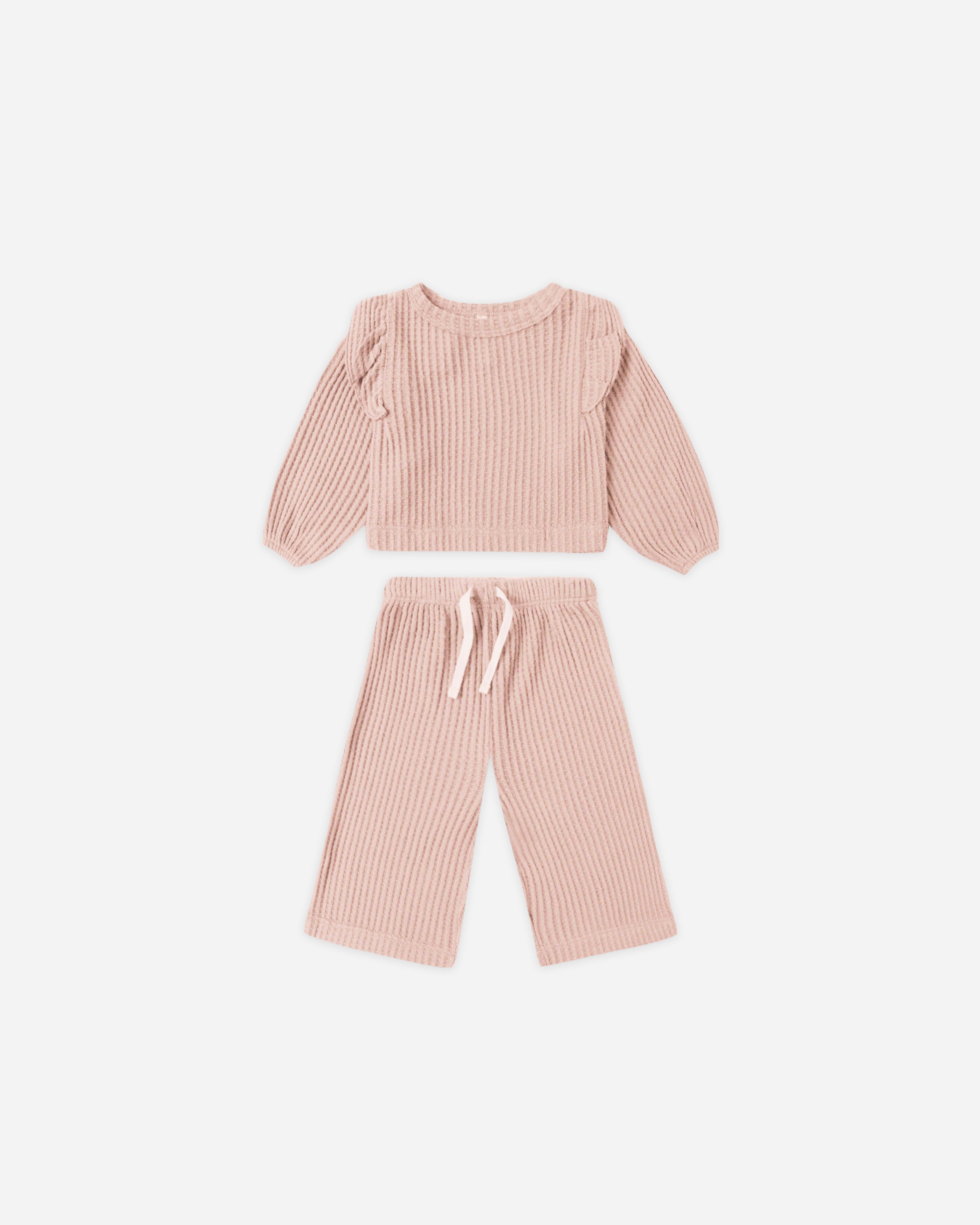 Ruffle Cozy Set || Rose - LAST 18/24M & 4/5Y