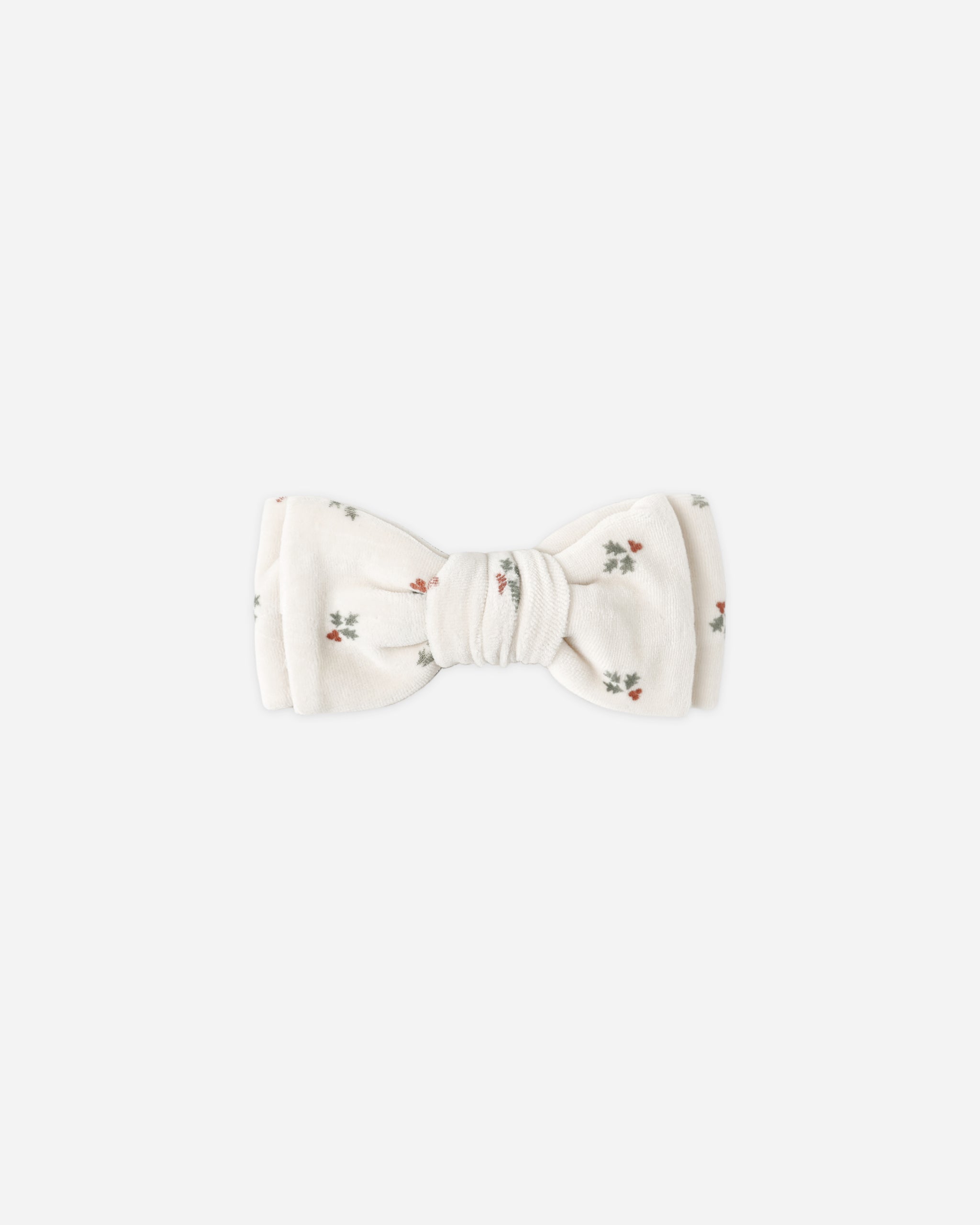 Velour Bow Headband || Holly Berry