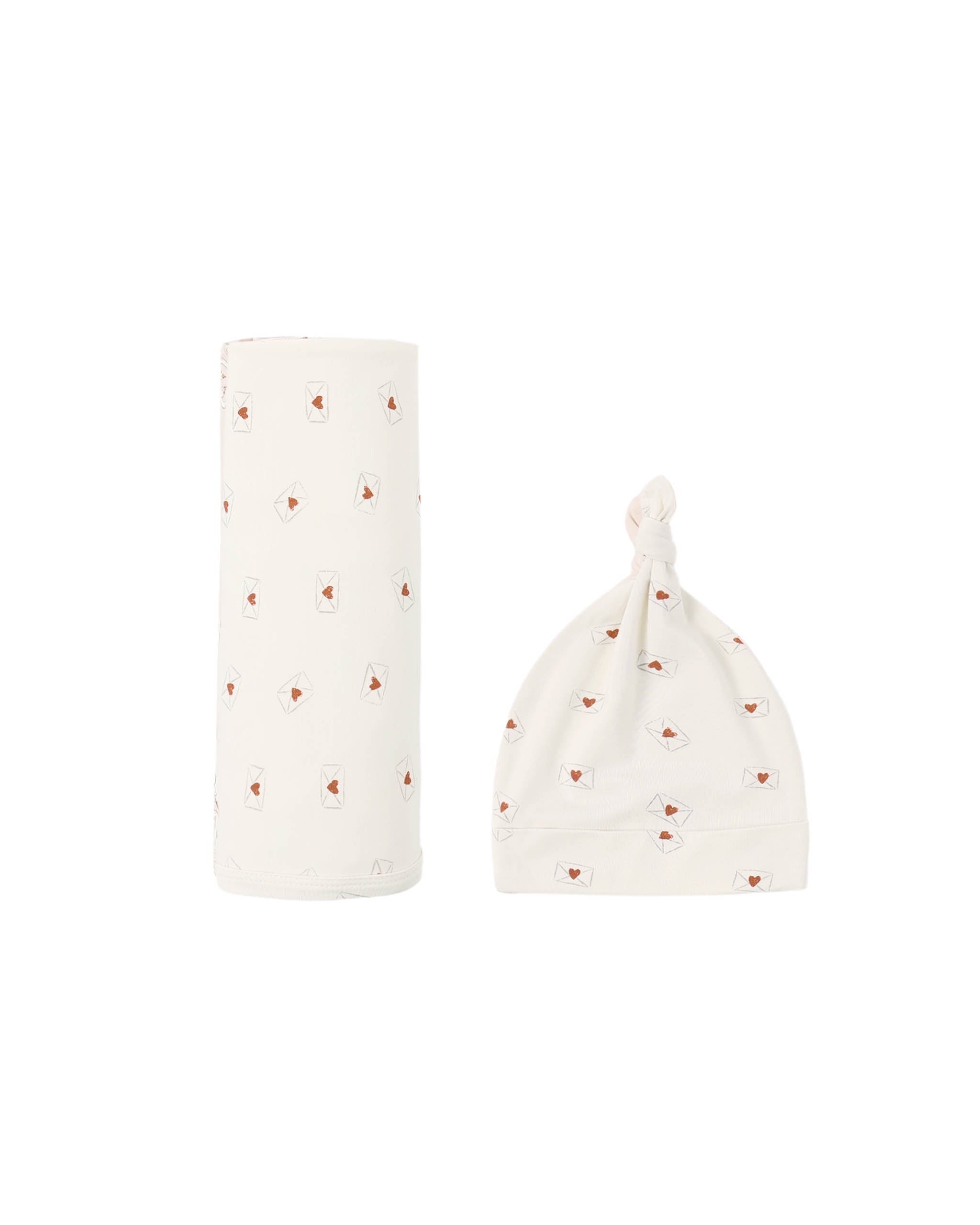 Bamboo Swaddle + Knotted Hat || Valentine