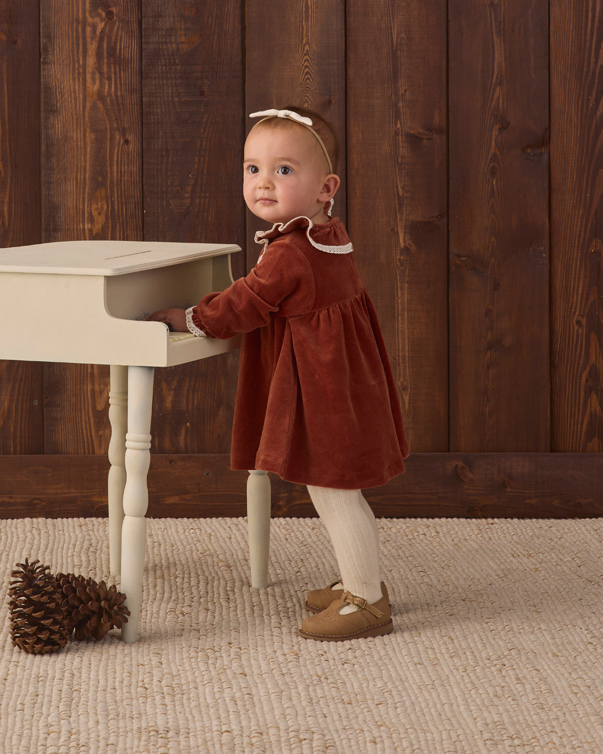 Velour Baby Dress || Redwood