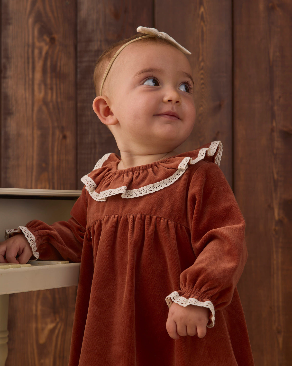 Velour Baby Dress || Redwood