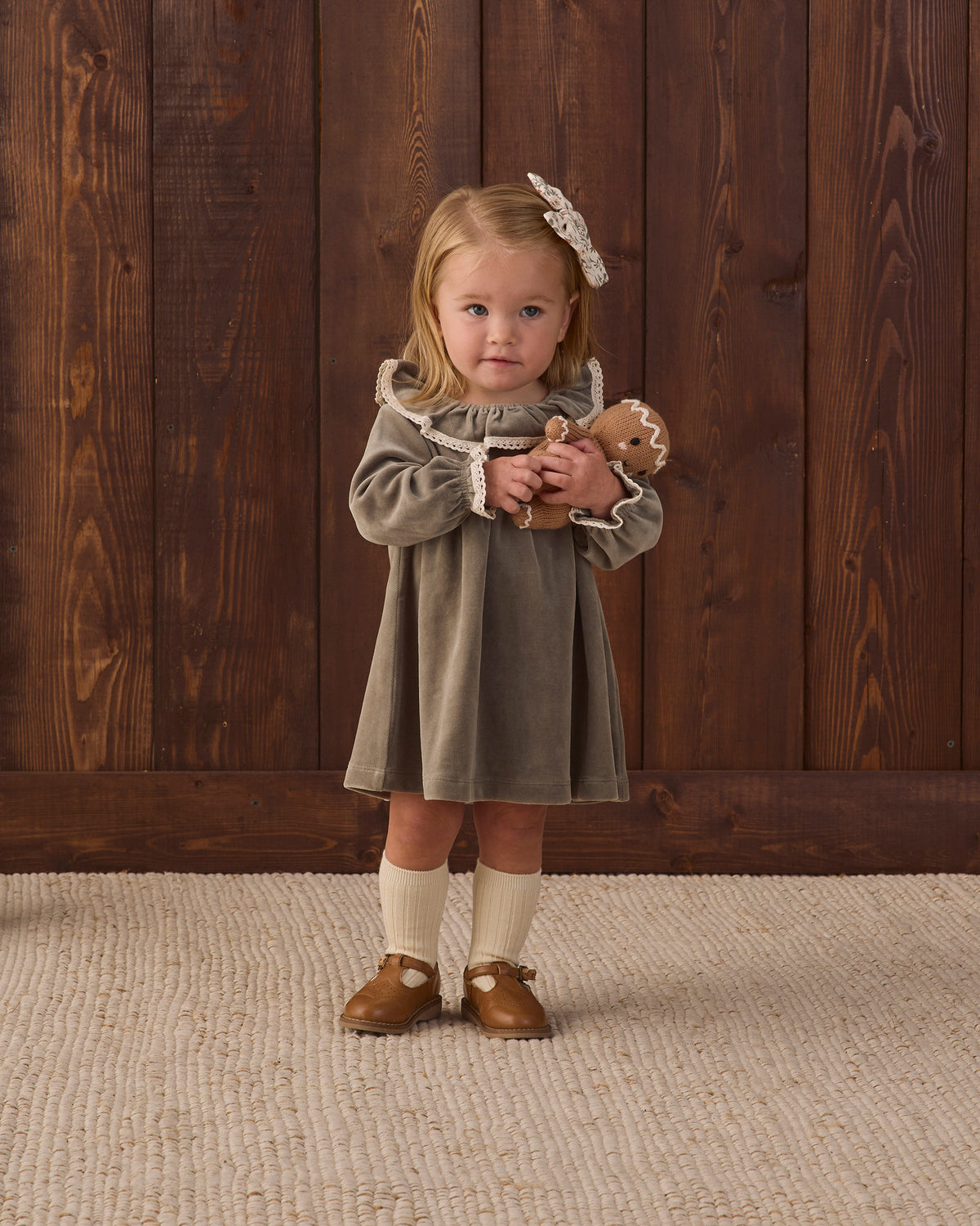 Velour Baby Dress || Spruce