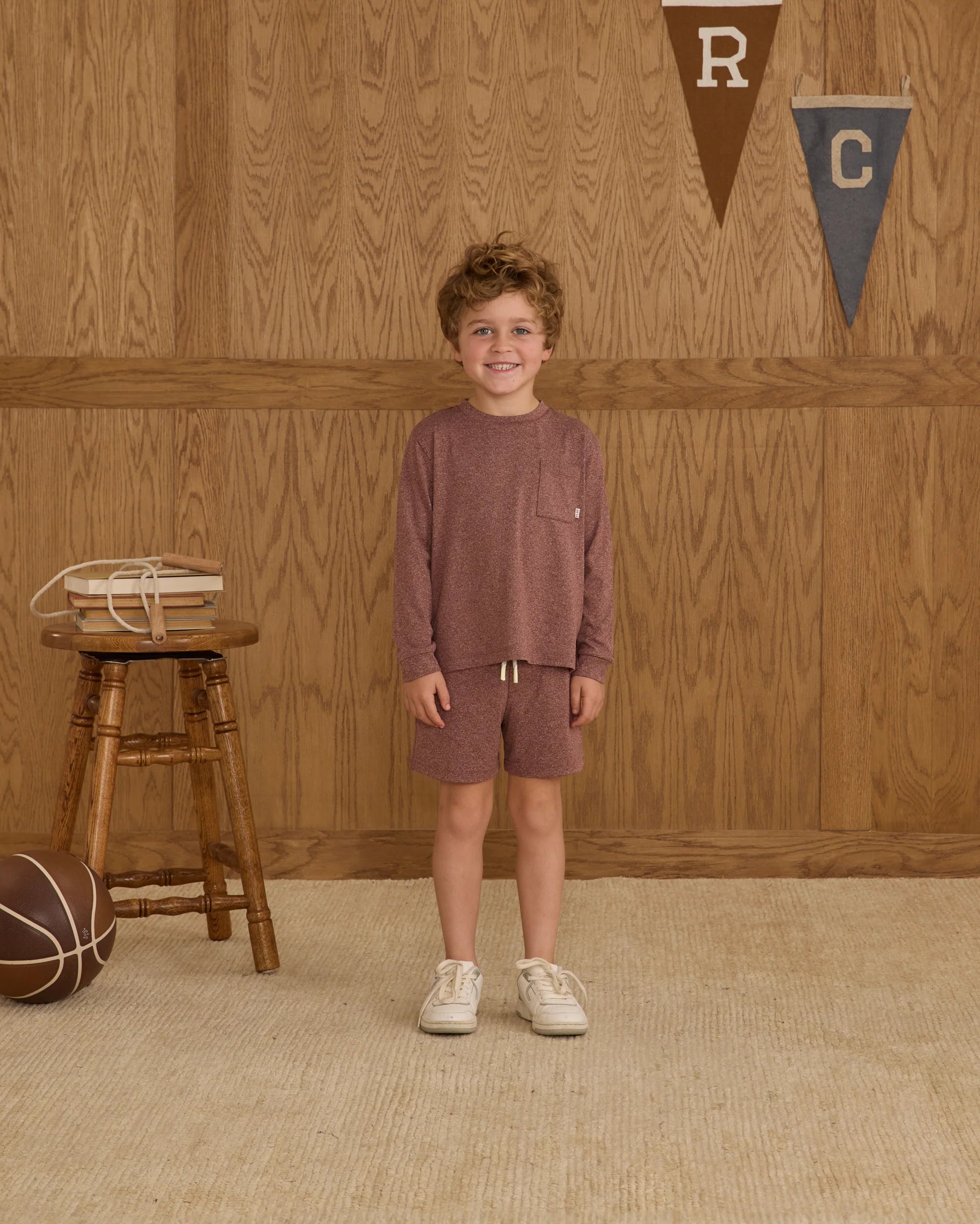 Long Sleeve Pocket Tee || Heathered Burgundy