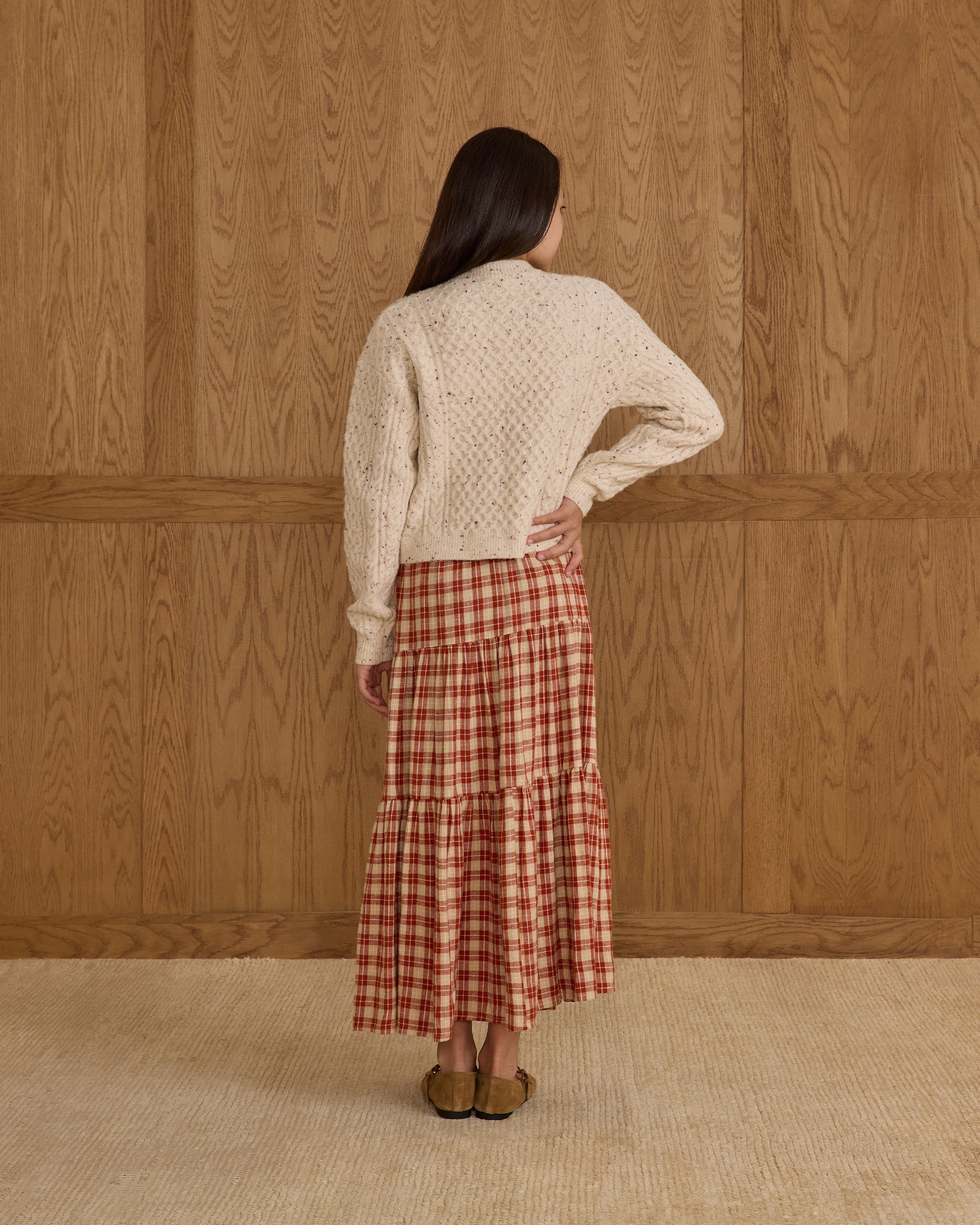 Tiered Midi Skirt || Red Plaid - Teen