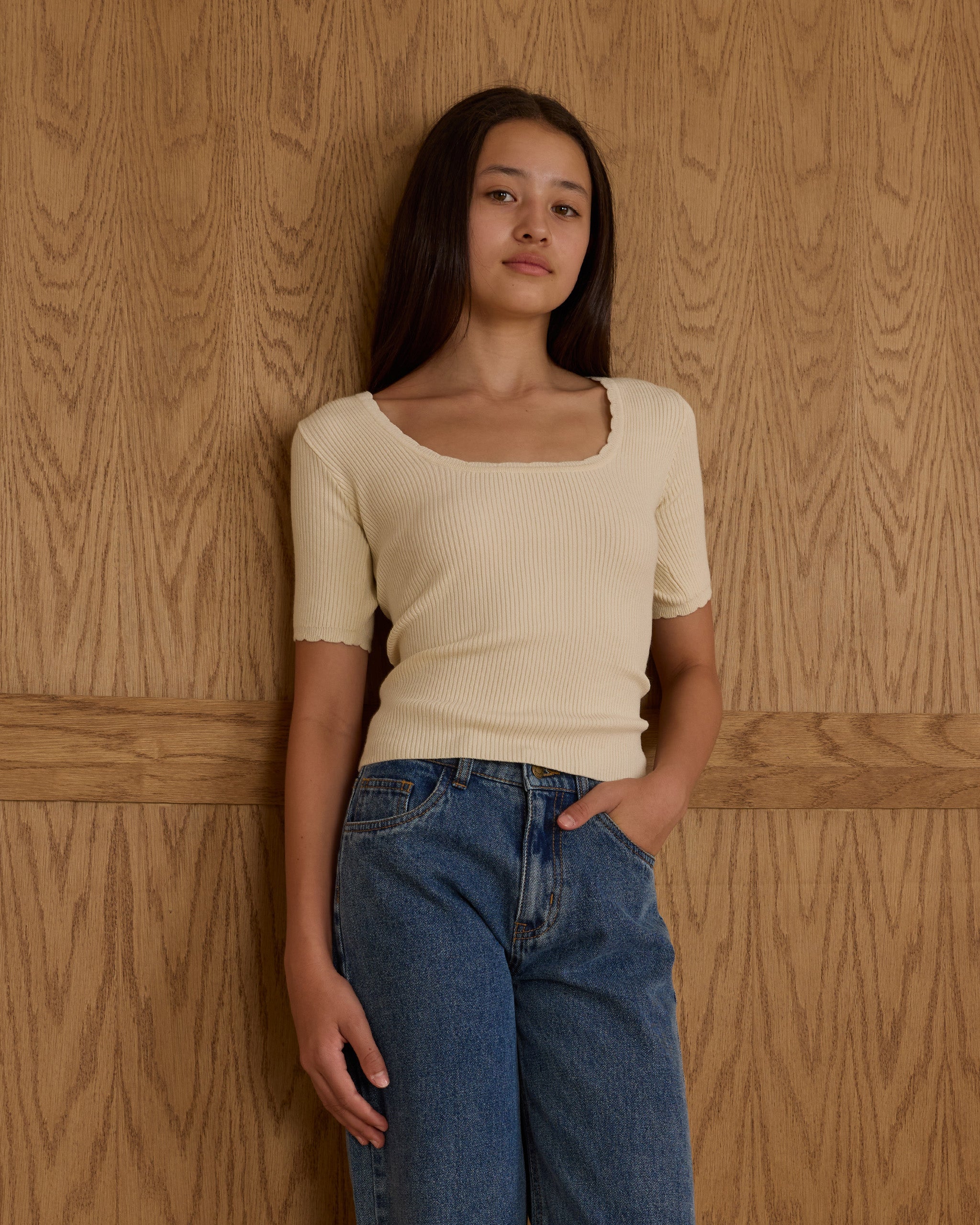 Scallop Tee || Natural (Teens)