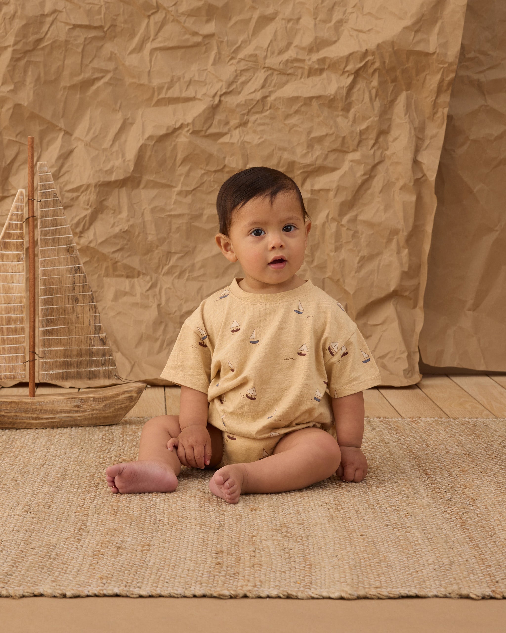Relaxed Bubble Romper || Sailboats