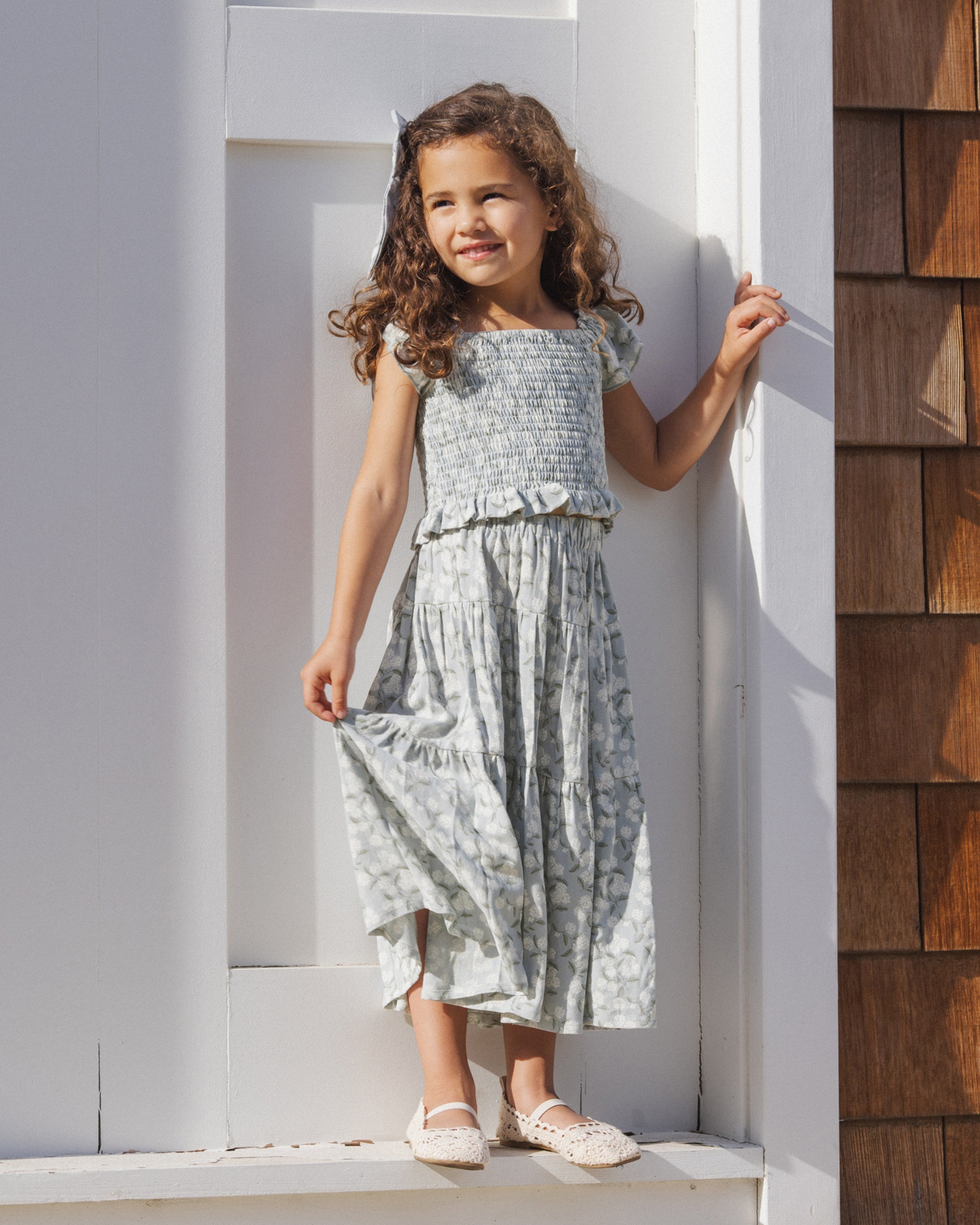 Tiered Midi Skirt || Hydrangea