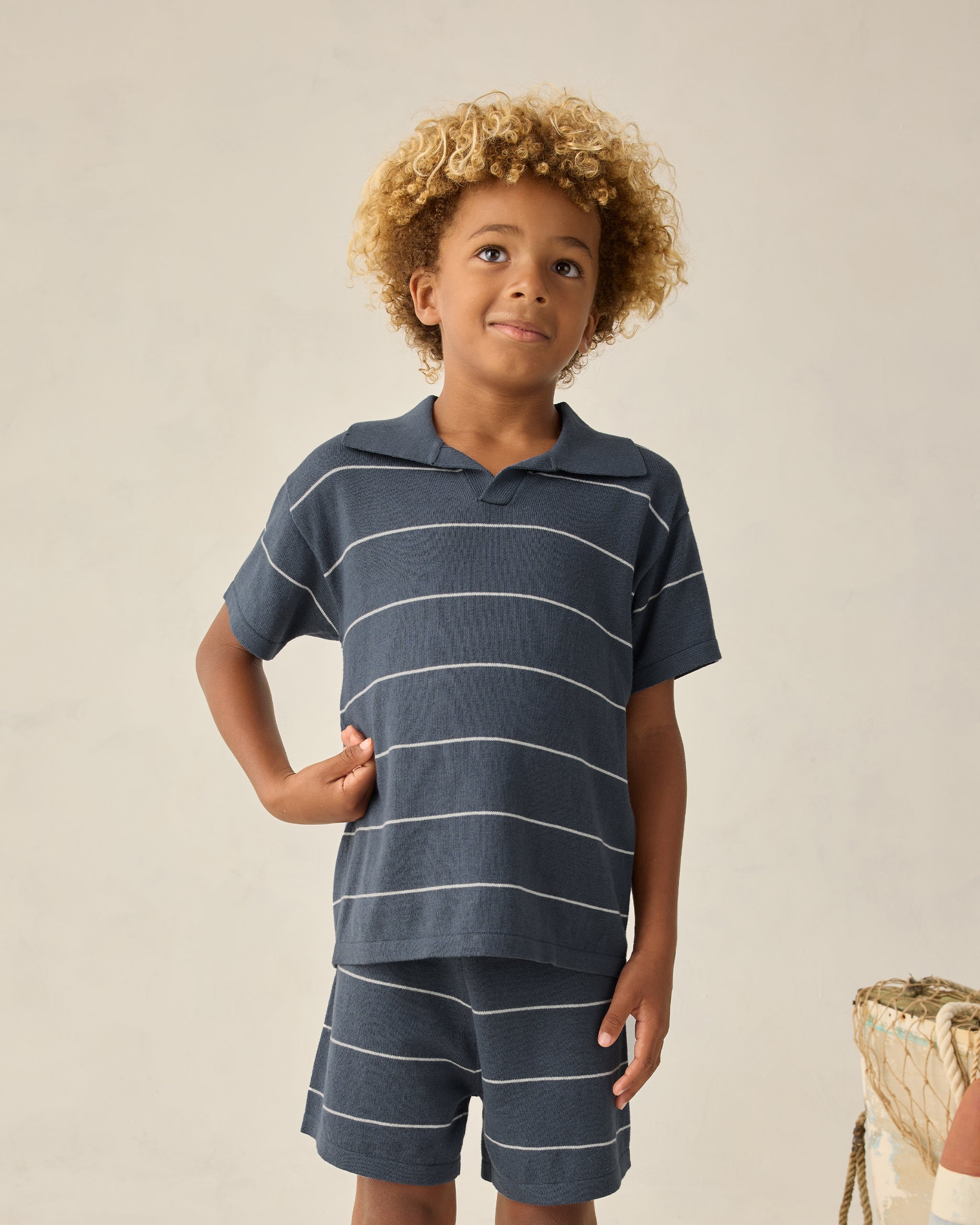 Chandler Knit Polo || Navy Stripe