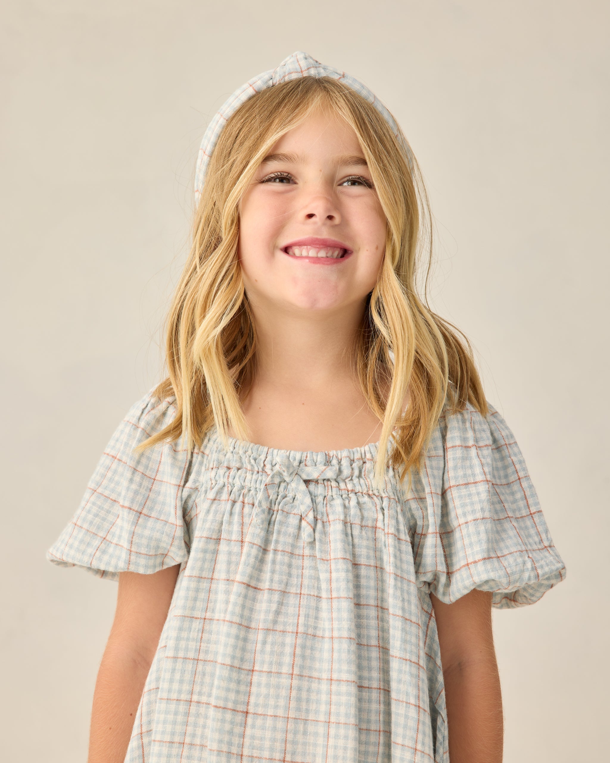 Knotted Headband || Light Blue Plaid