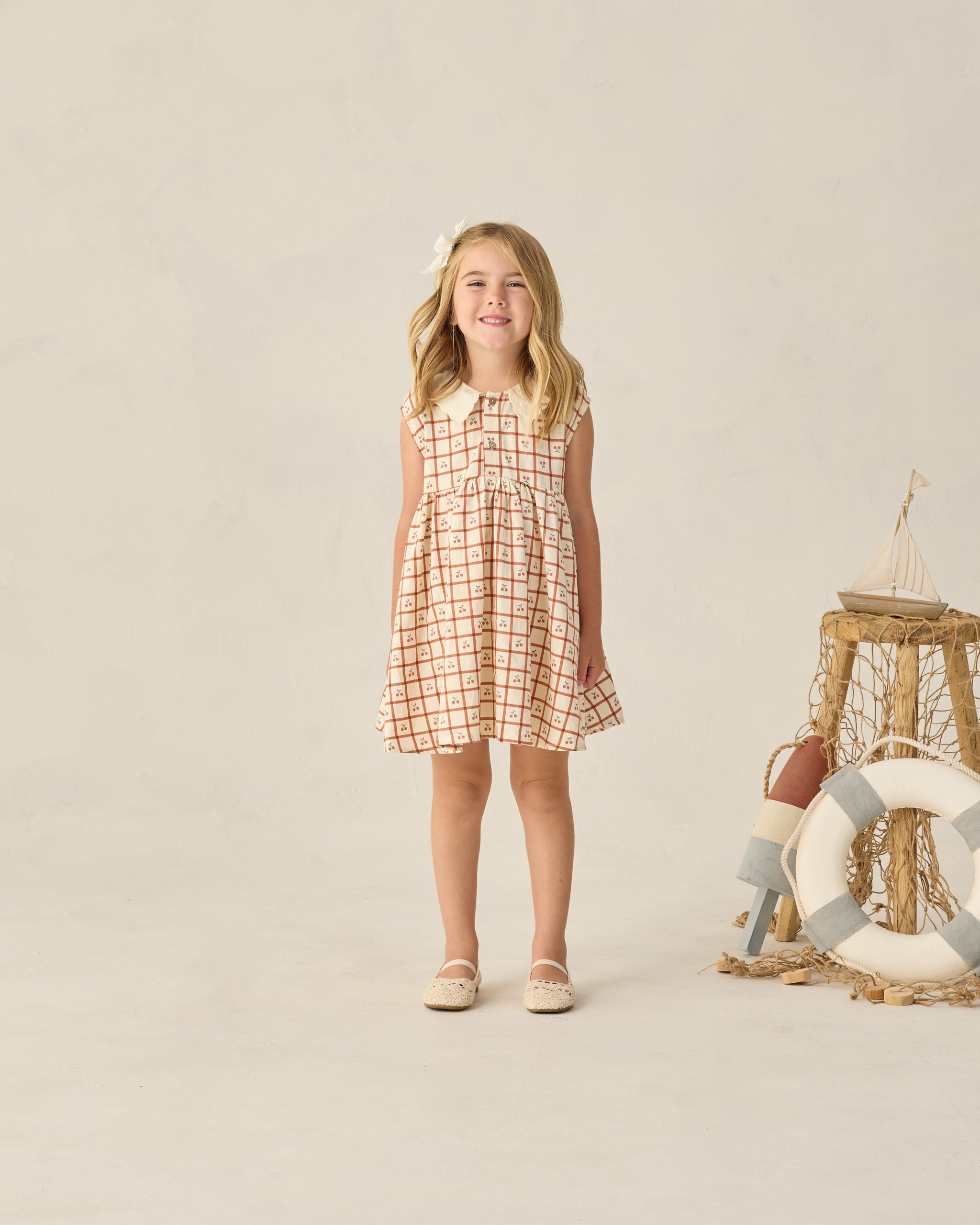 Collared Babydoll Dress || Cherry Check