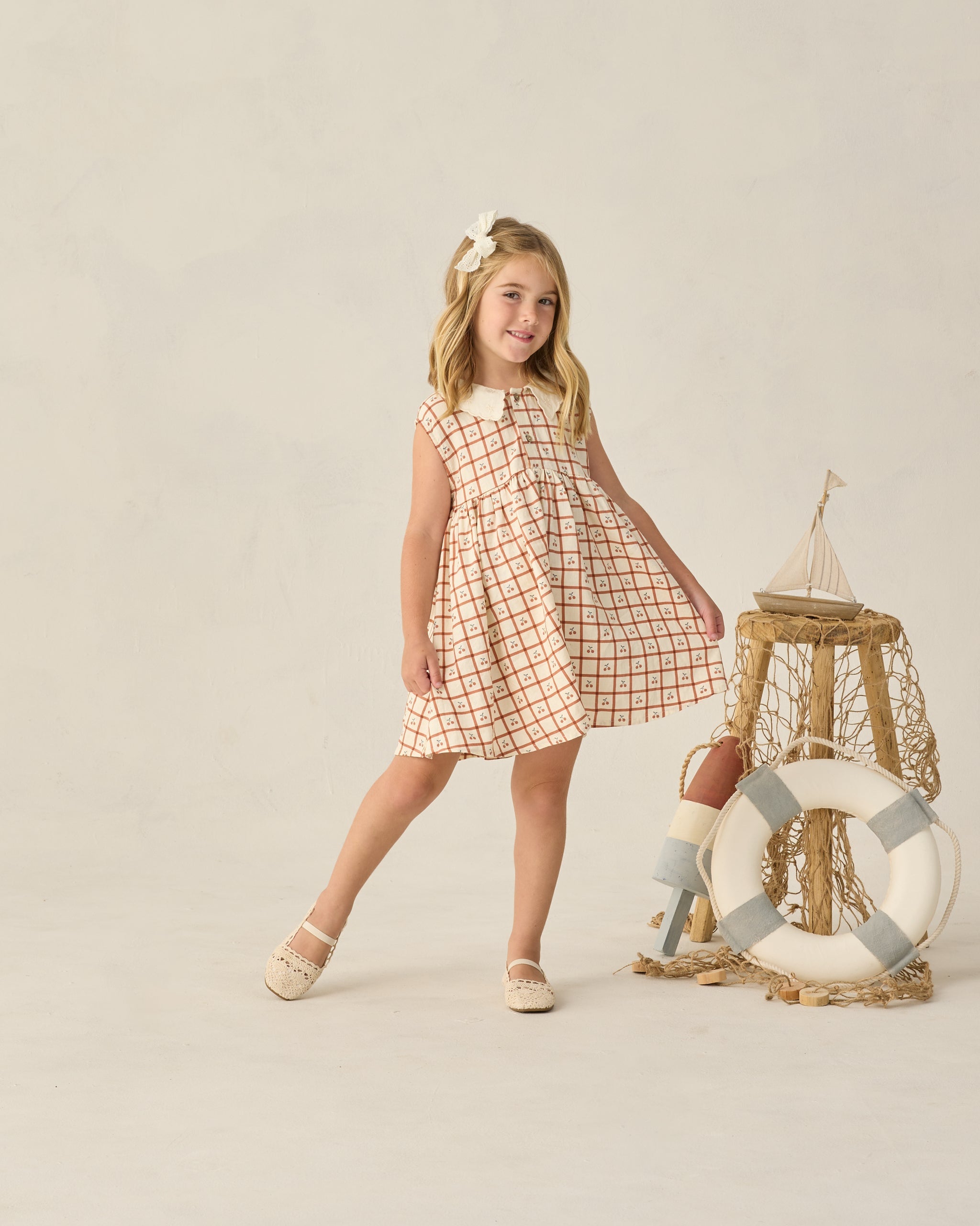 Collared Babydoll Dress || Cherry Check