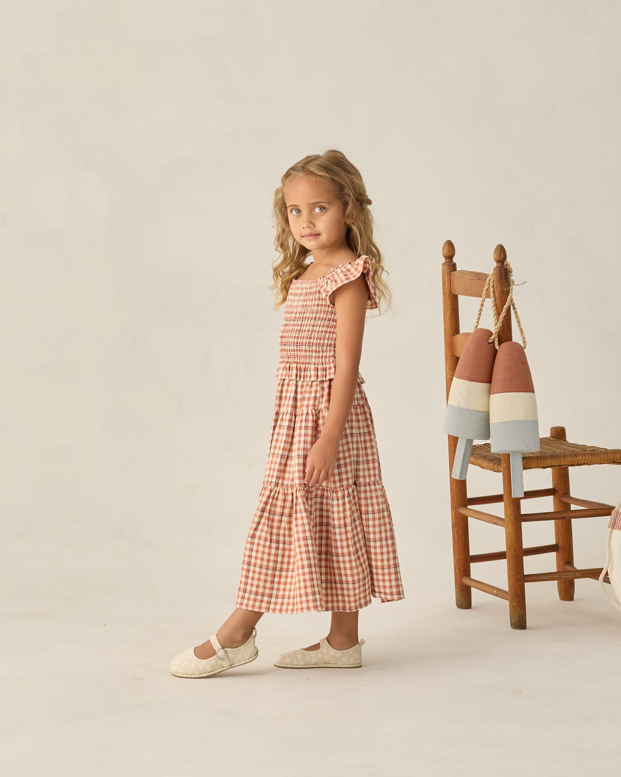 Tiered Midi Skirt Poppy Gingham