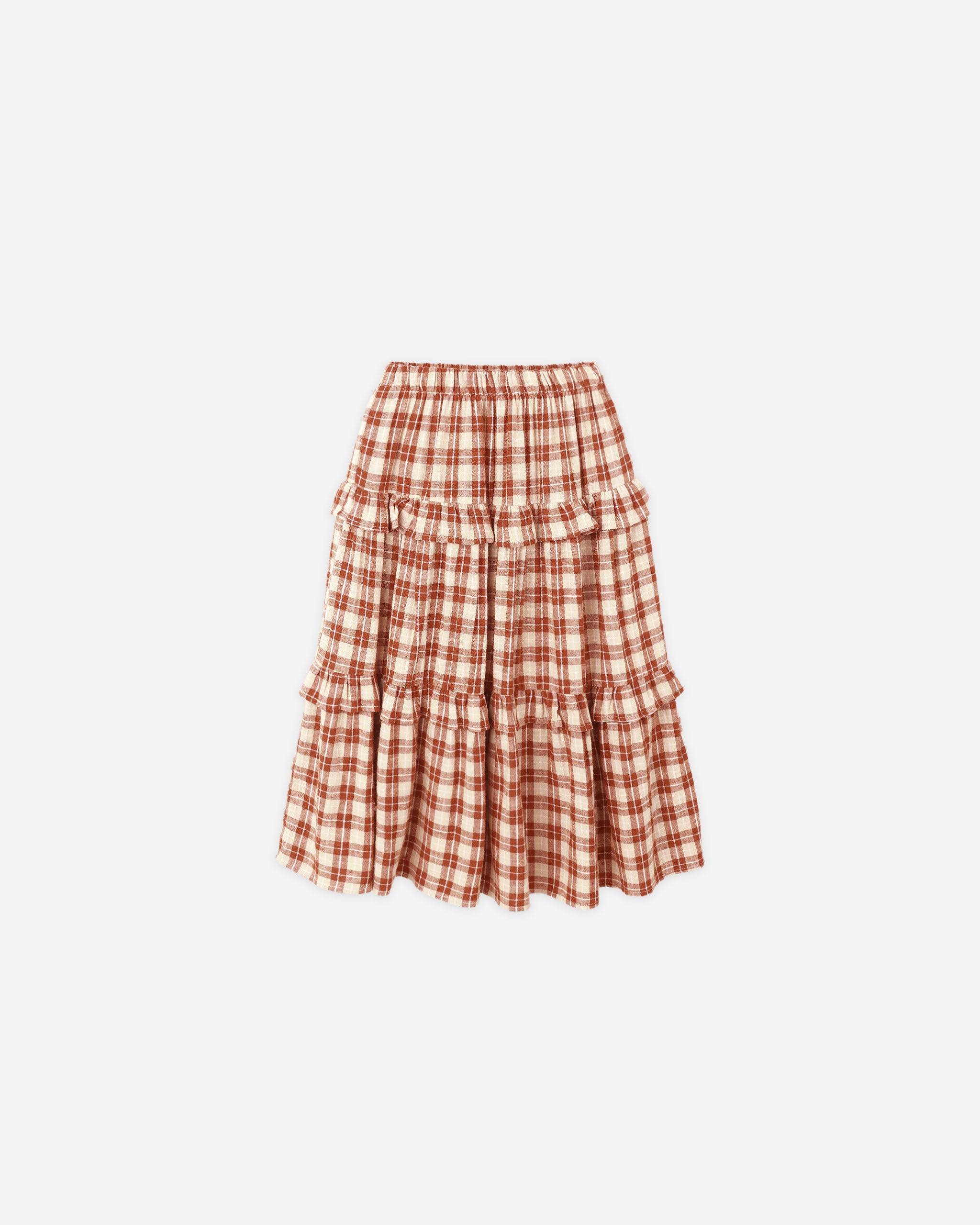 Ruffled Midi Skirt || Red Plaid - LAST 6/7Y & 8/9Y